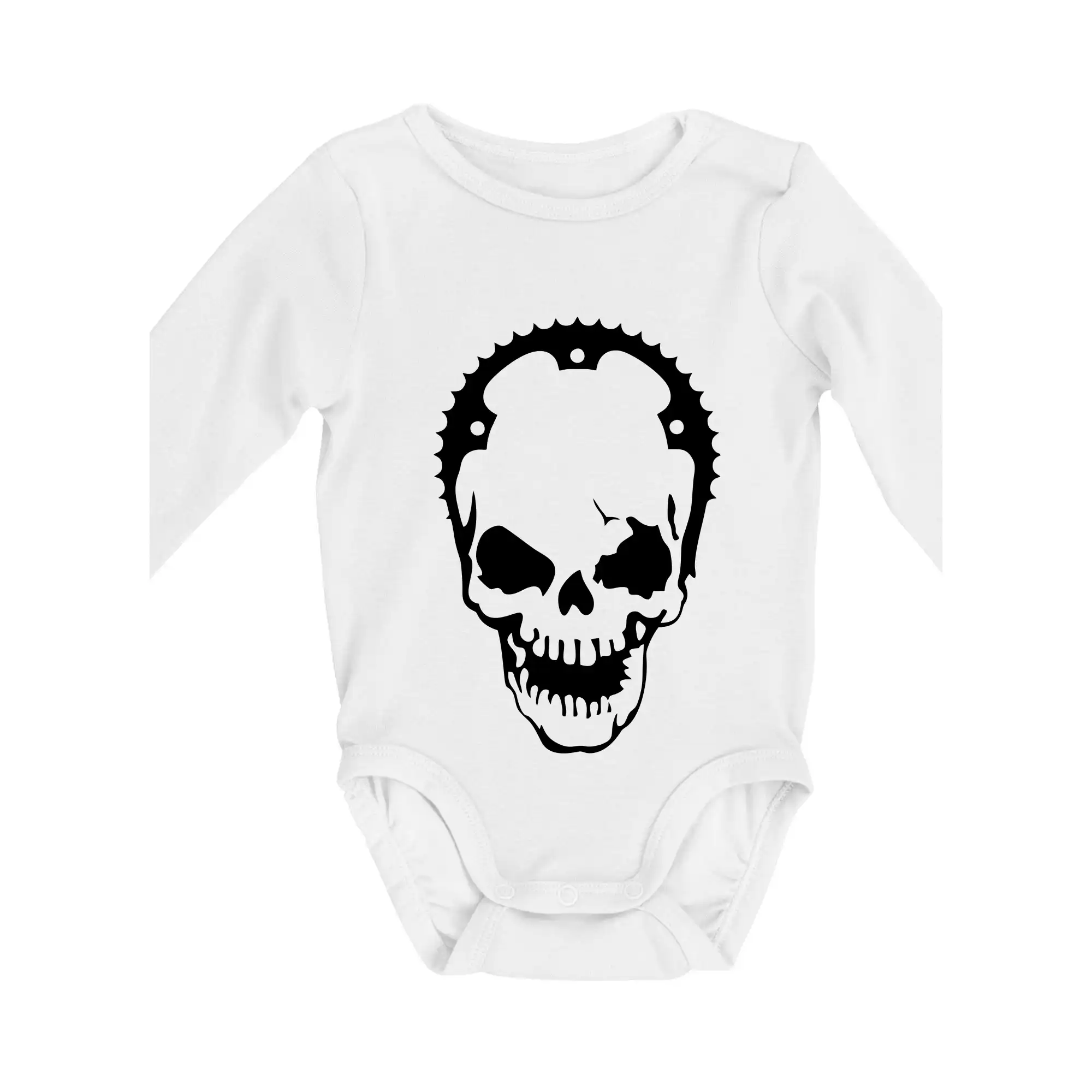 Tričká a mikiny s potlačou motoriek – pre pravých motorkárov - Rozeta lebka - Body dojčenské s dlhým rukávom