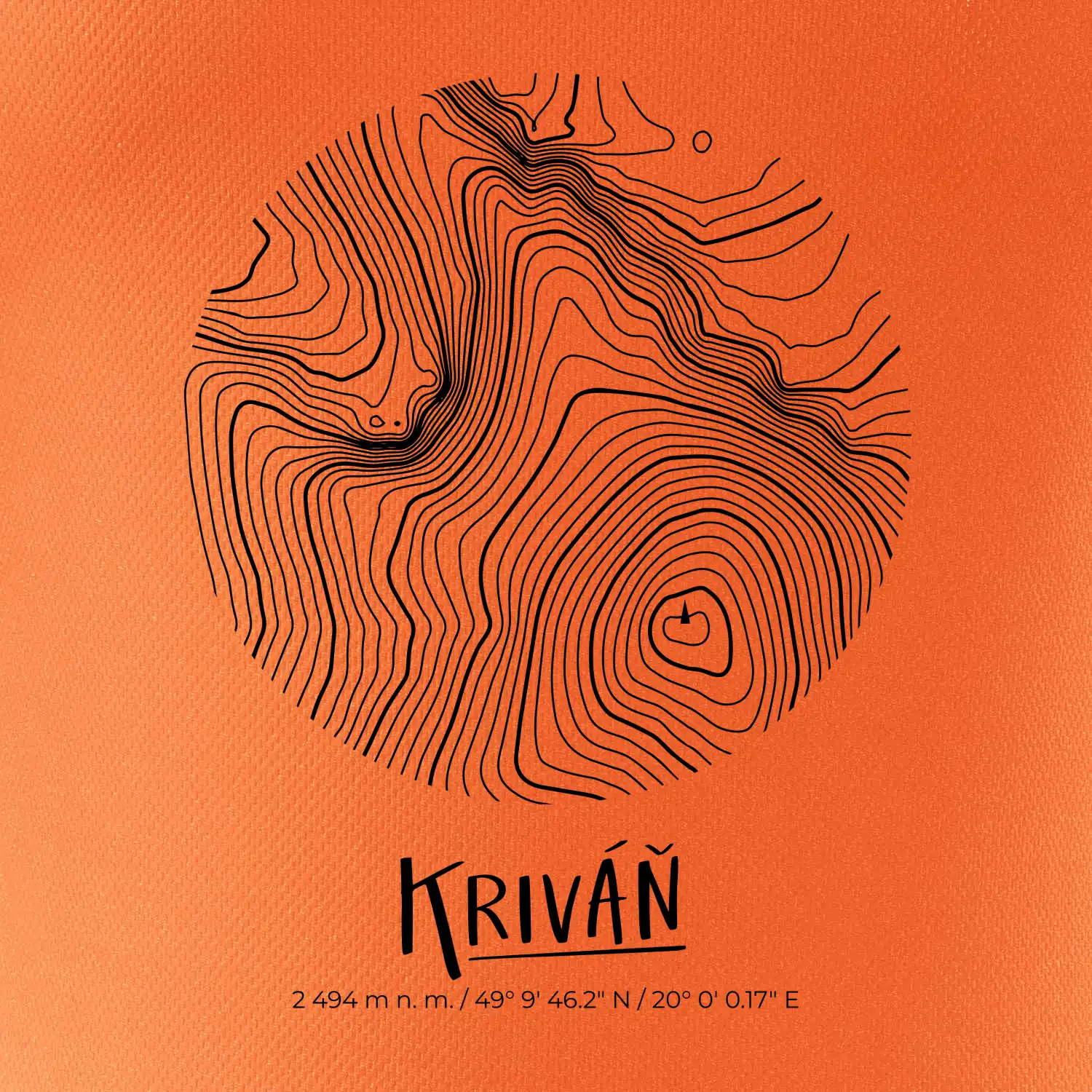 Kriváň - vrstevnice v kruhu