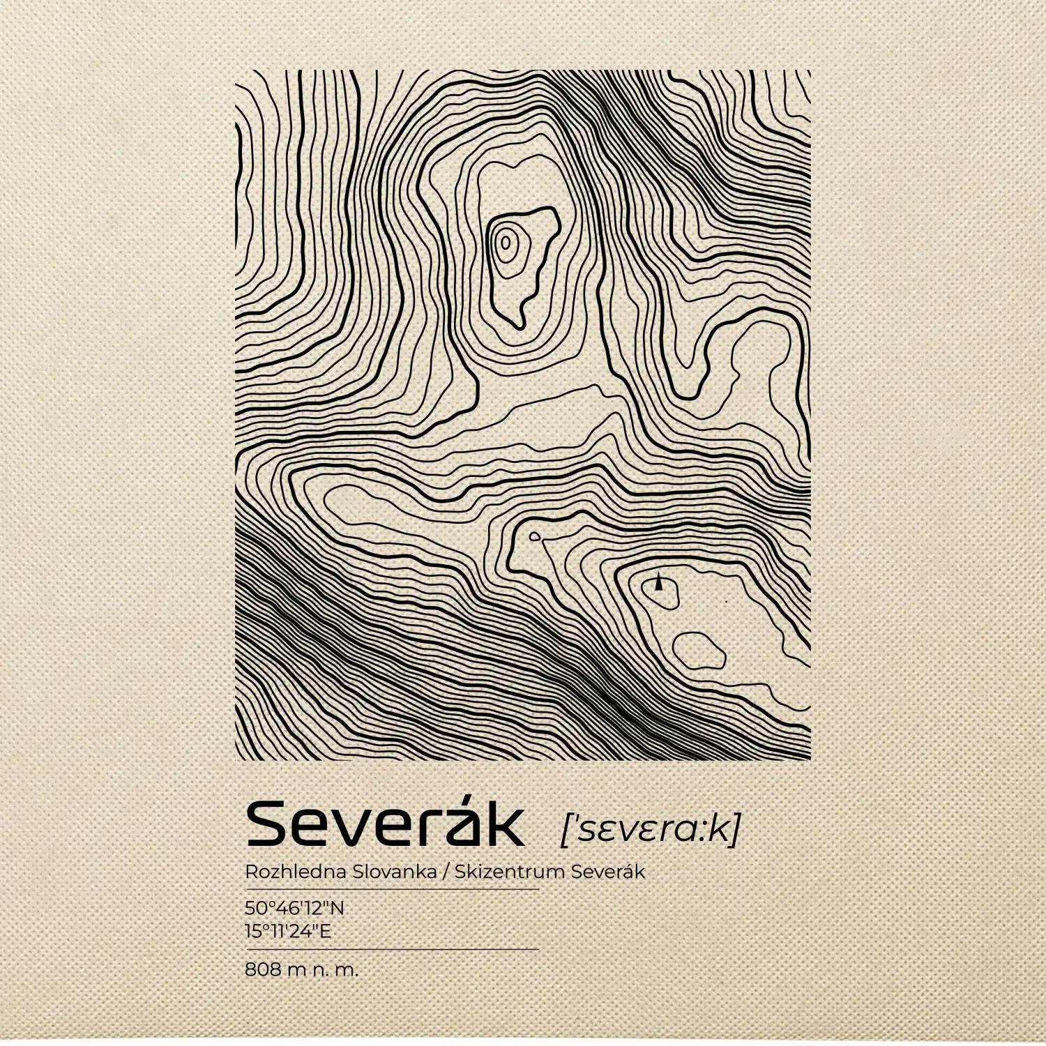 Severák - vrstevnice v obdélníku