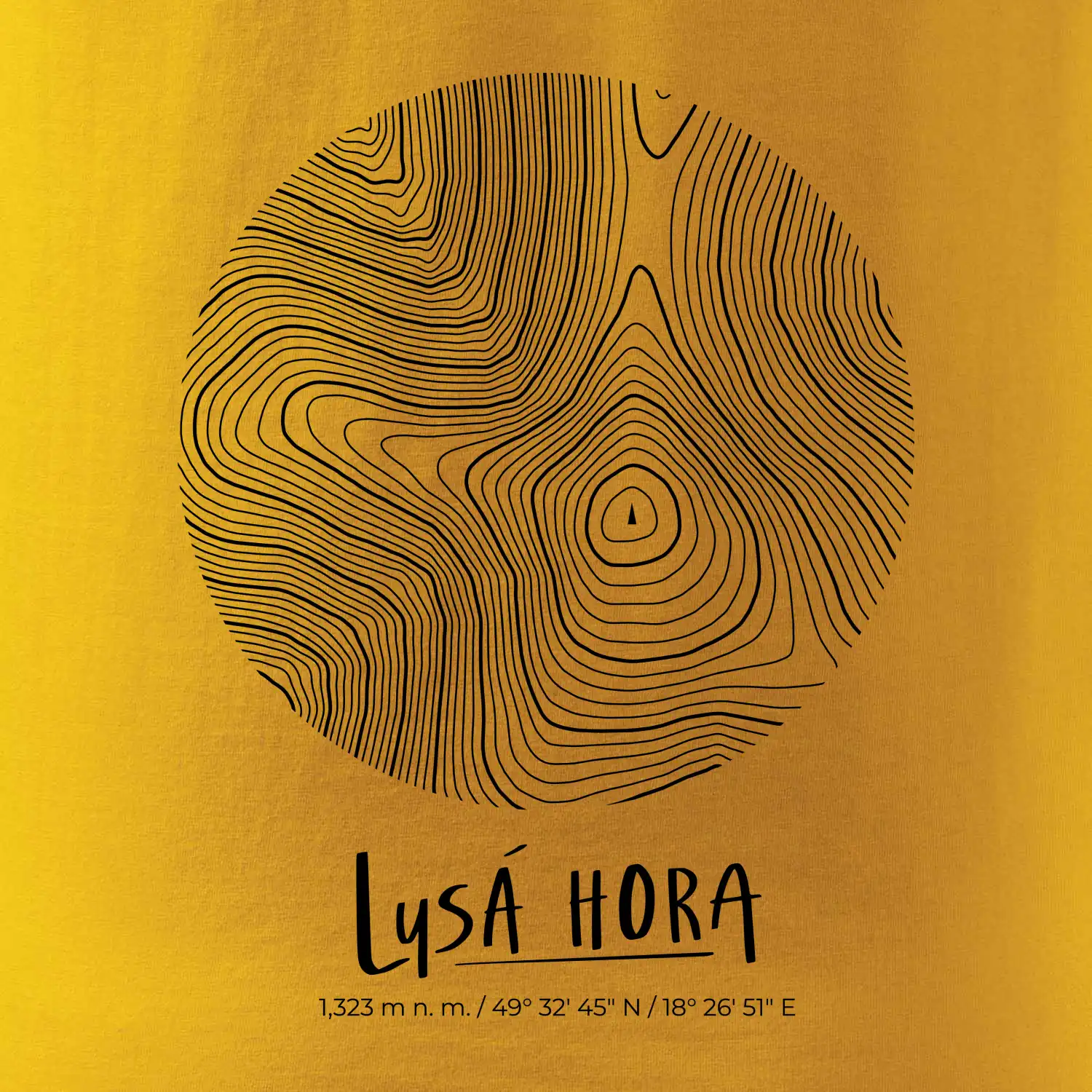 Lysá hora - vrstevnice v kruhu