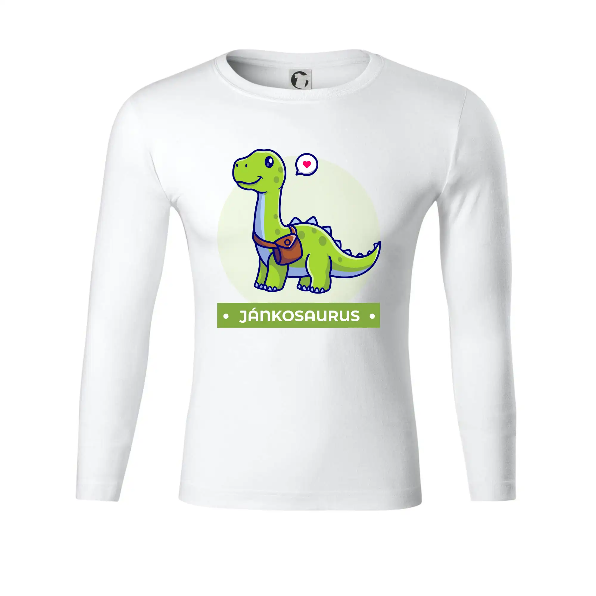 Detské tričká, mikiny a body s originálnymi potlačami | Veselé motívy pre chlapcov aj dievčatá - Dinosaurie mená - zelený dinosaurus - Tričko Progress s dlhým rukávom