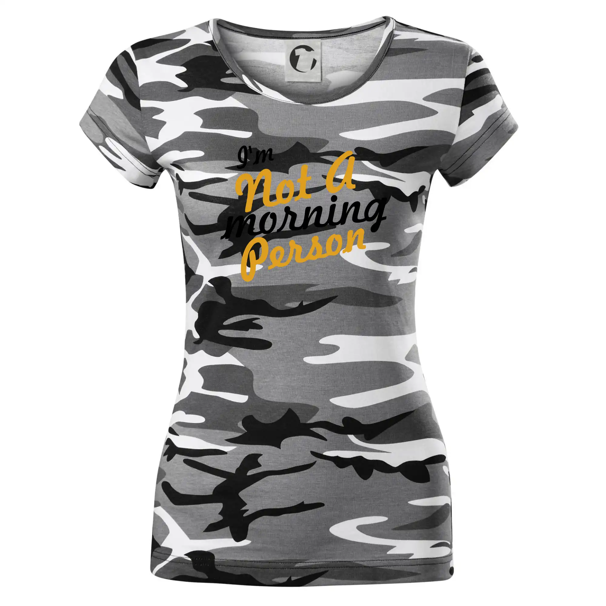 Ostatné nápisy - I'm not a morning person - Dámske maskáčové tričko