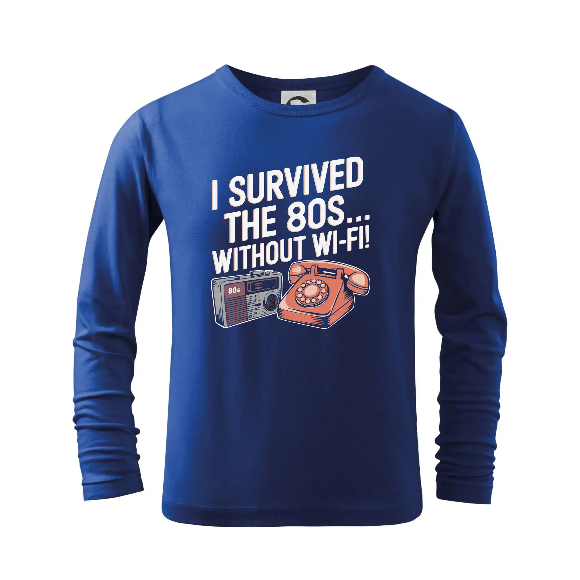 Hudobné tričká - I survived the 80s without WI-FI - Tričko detské Long Sleeve
