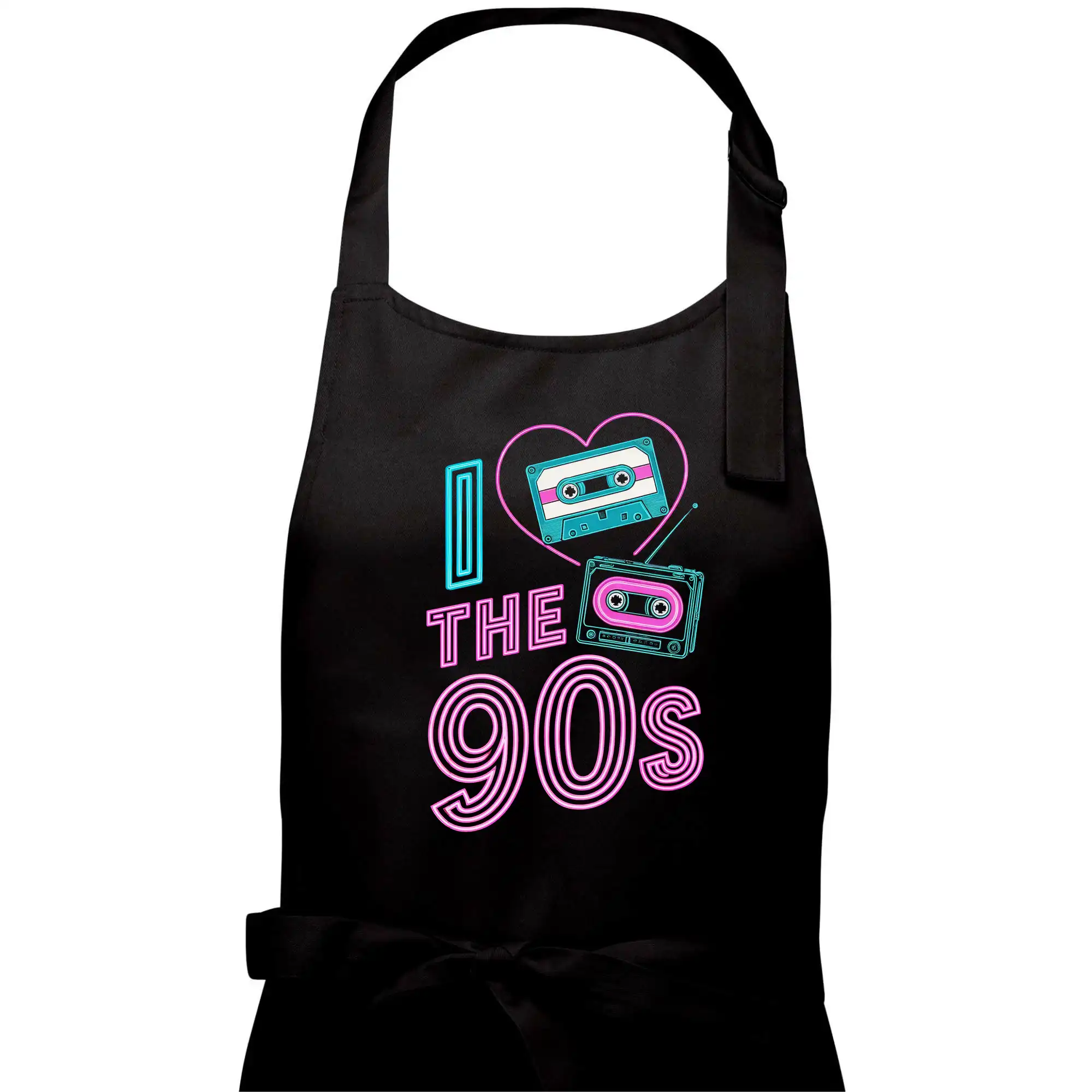 Hudobné tričká - Aj love 90s - neón a kazeta - Pánska zástera na varenie