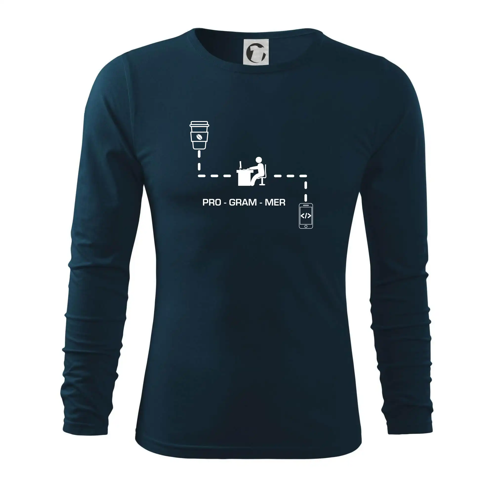 Tričká pre ajťákov - Programátor mobil - Tričko s dlhým rukávom FIT-T long sleeve