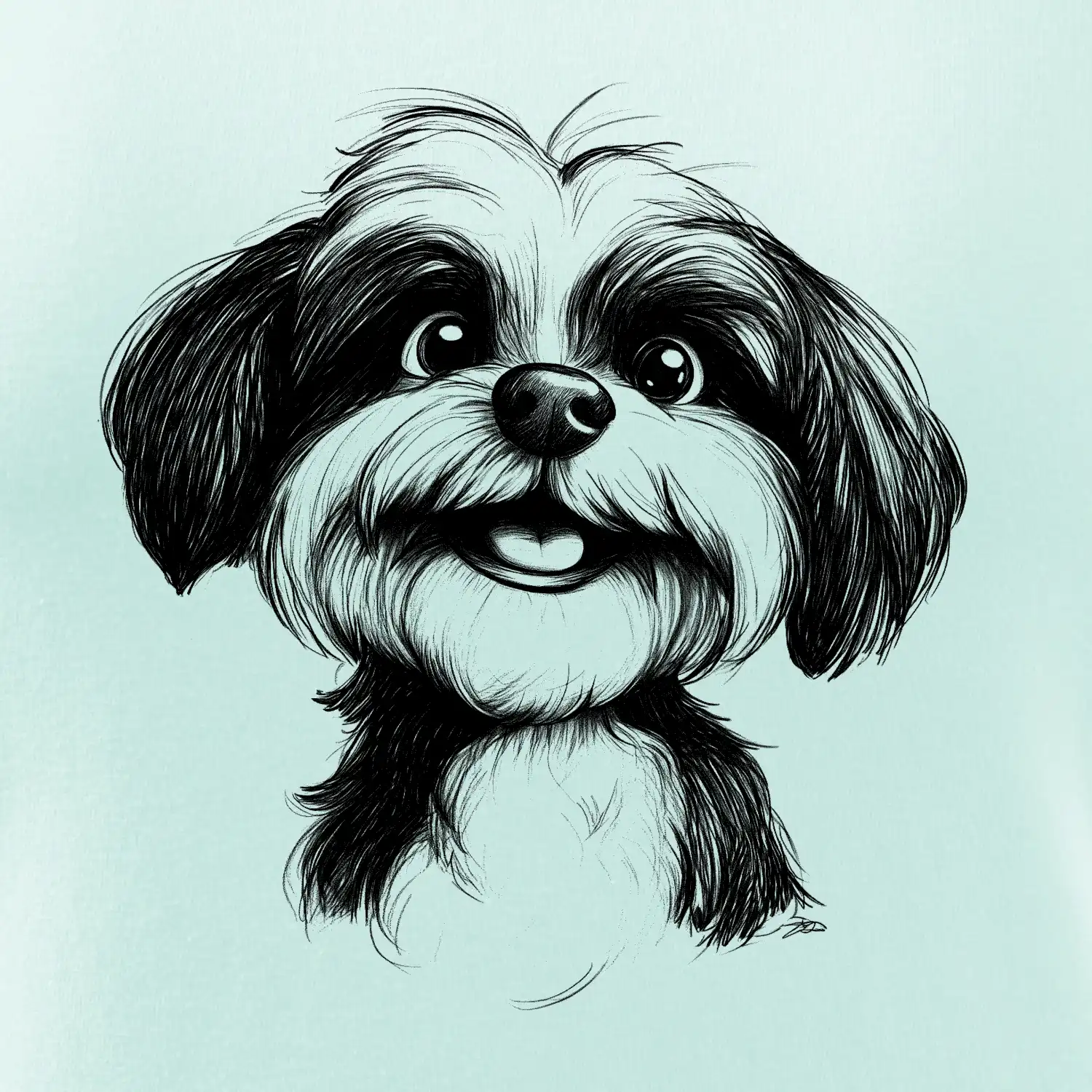 Lhasa Apso karikatura hlava