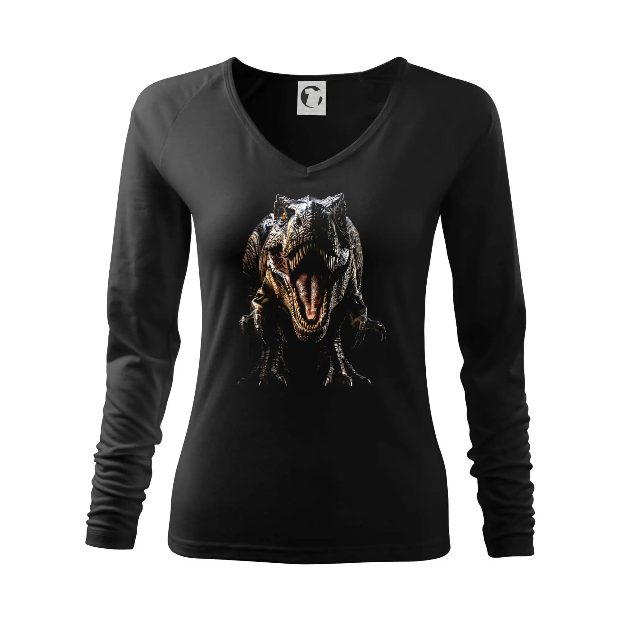 Tričká so zvieratami - Tyrannosaurus Rex čierna fotka - Tričko dámske Elegance