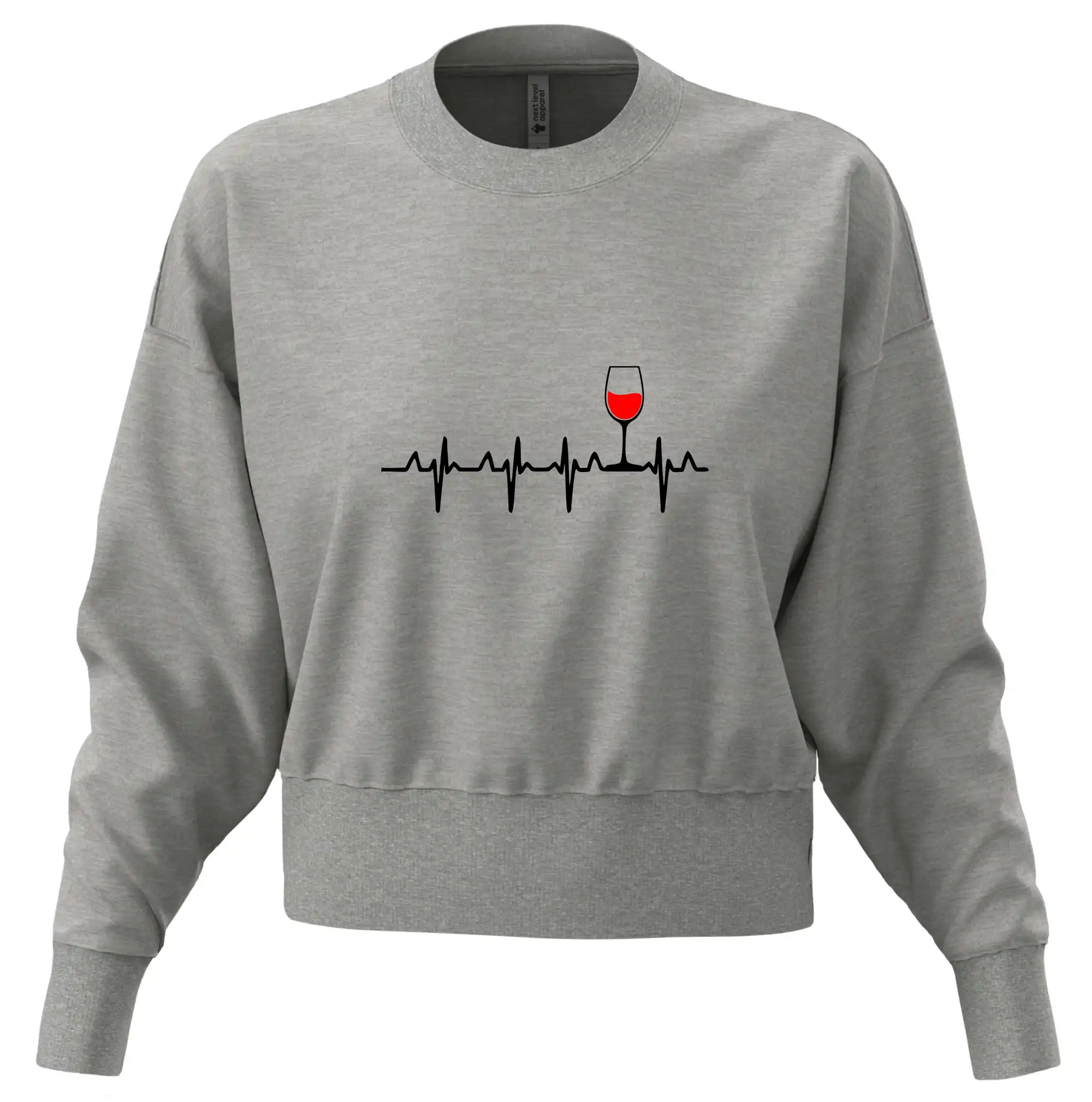 Vtipná tričká s tematikou vína - Víno ekg - Mikina oversize crop OVERSIZE