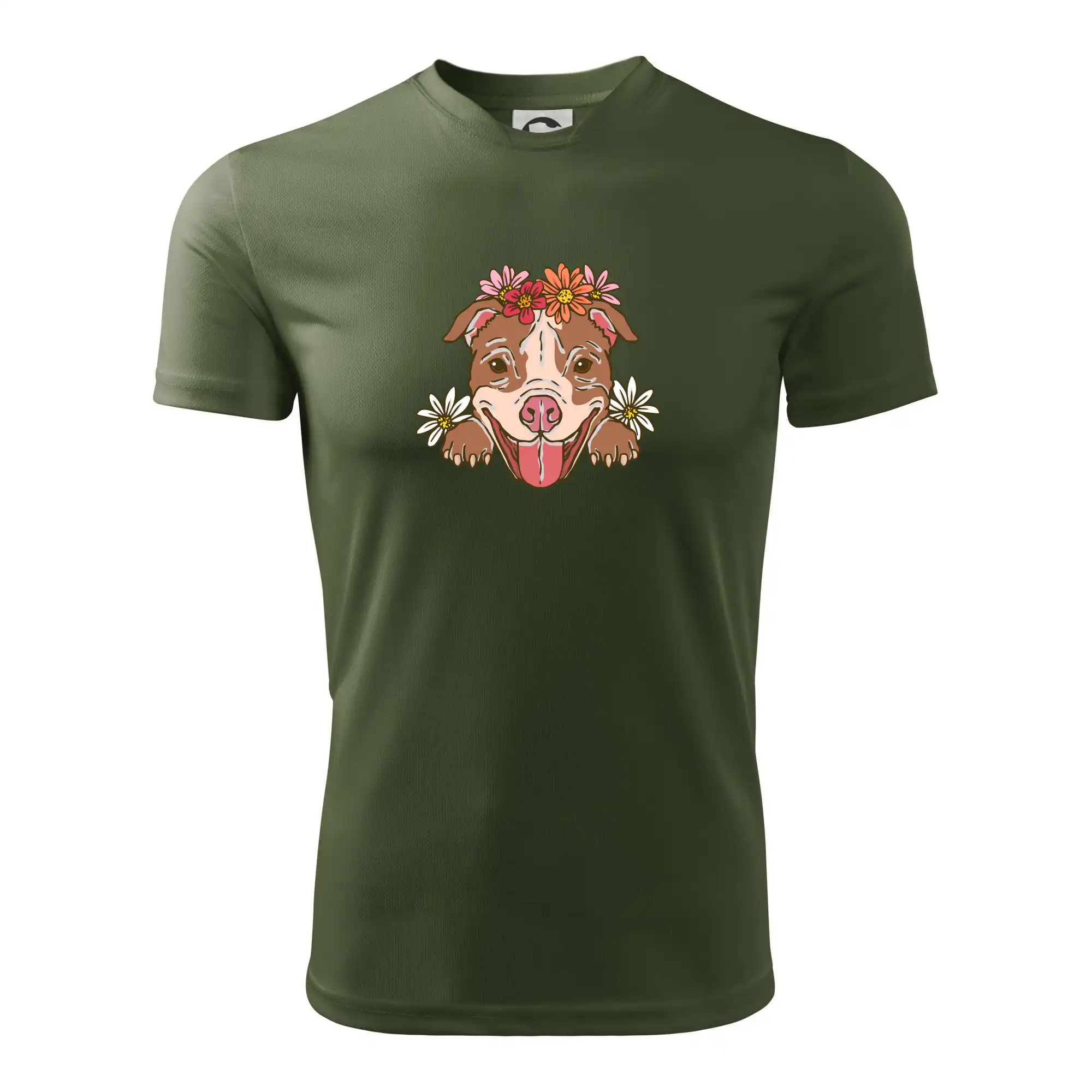 Americký stafordširský teriér hlava s květinami