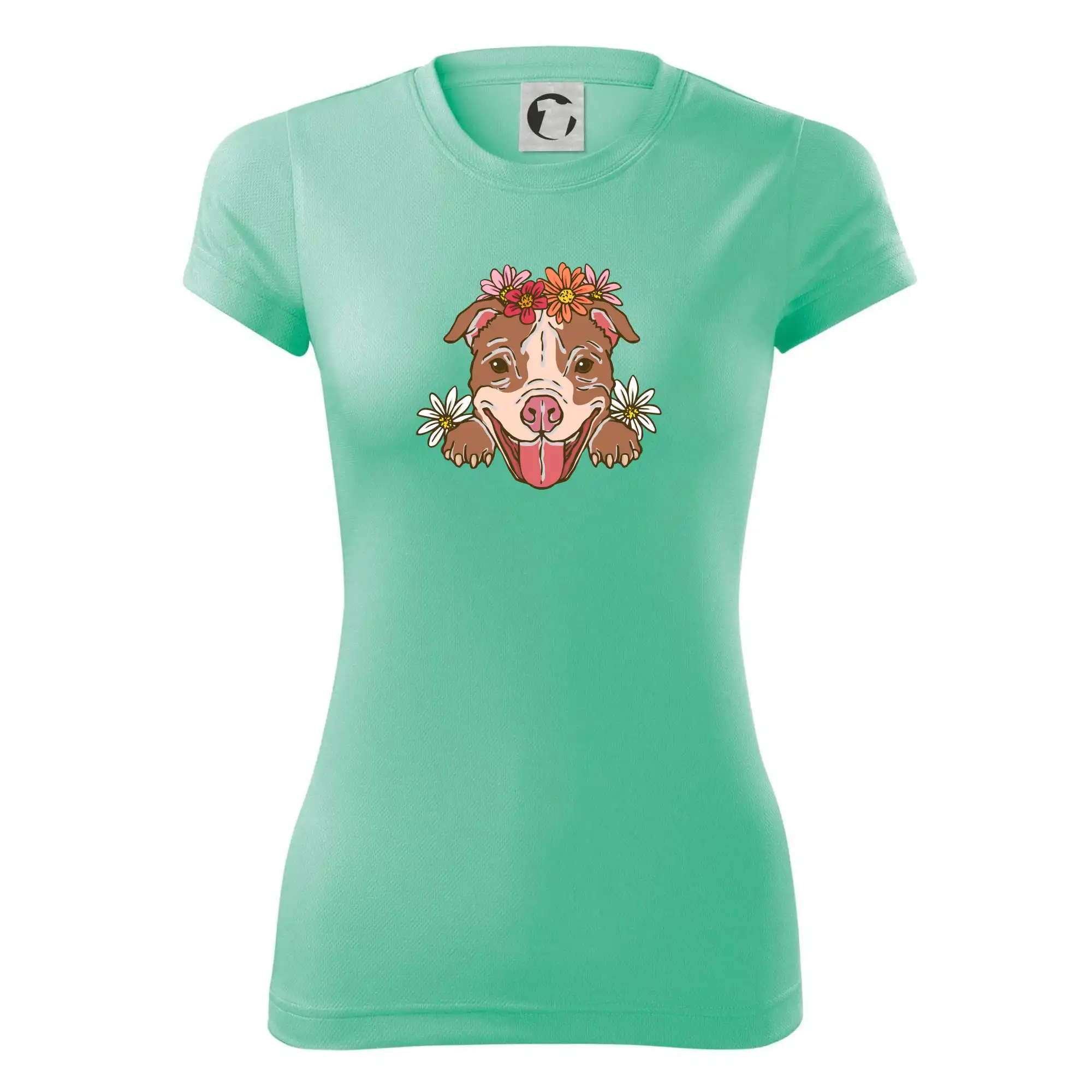 Americký stafordširský teriér hlava s květinami