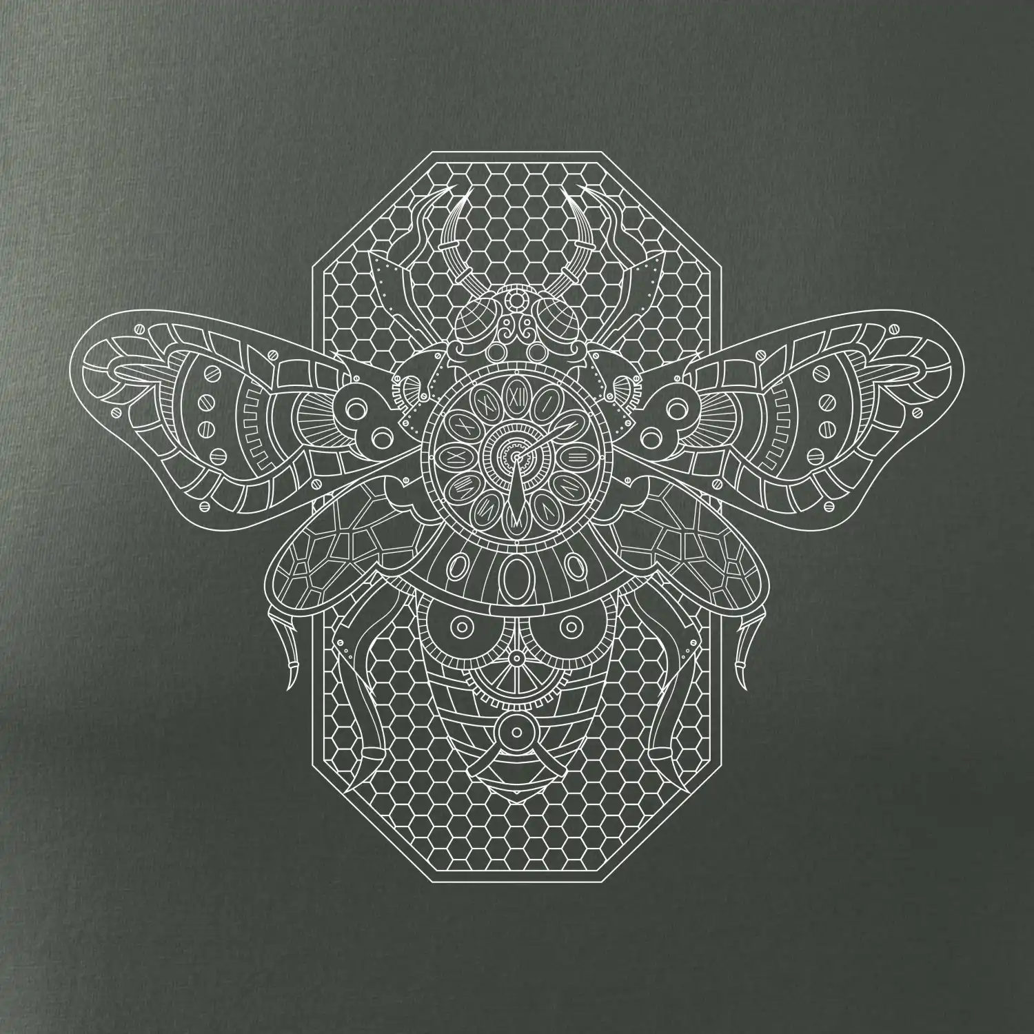 Steampunk včela černobílá