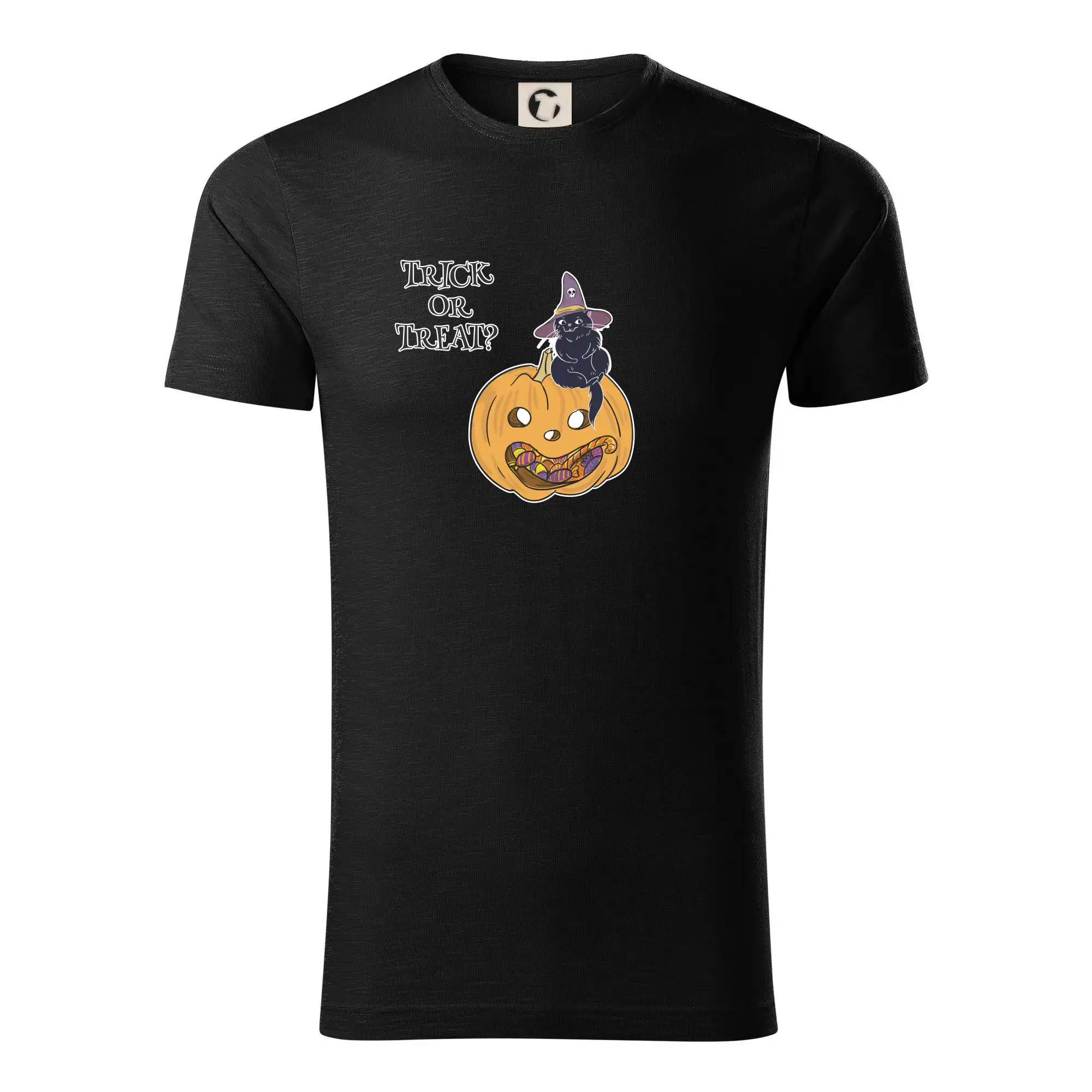 Grafické tričká - Tekvica a mačka - Tričko z organickej bavlny