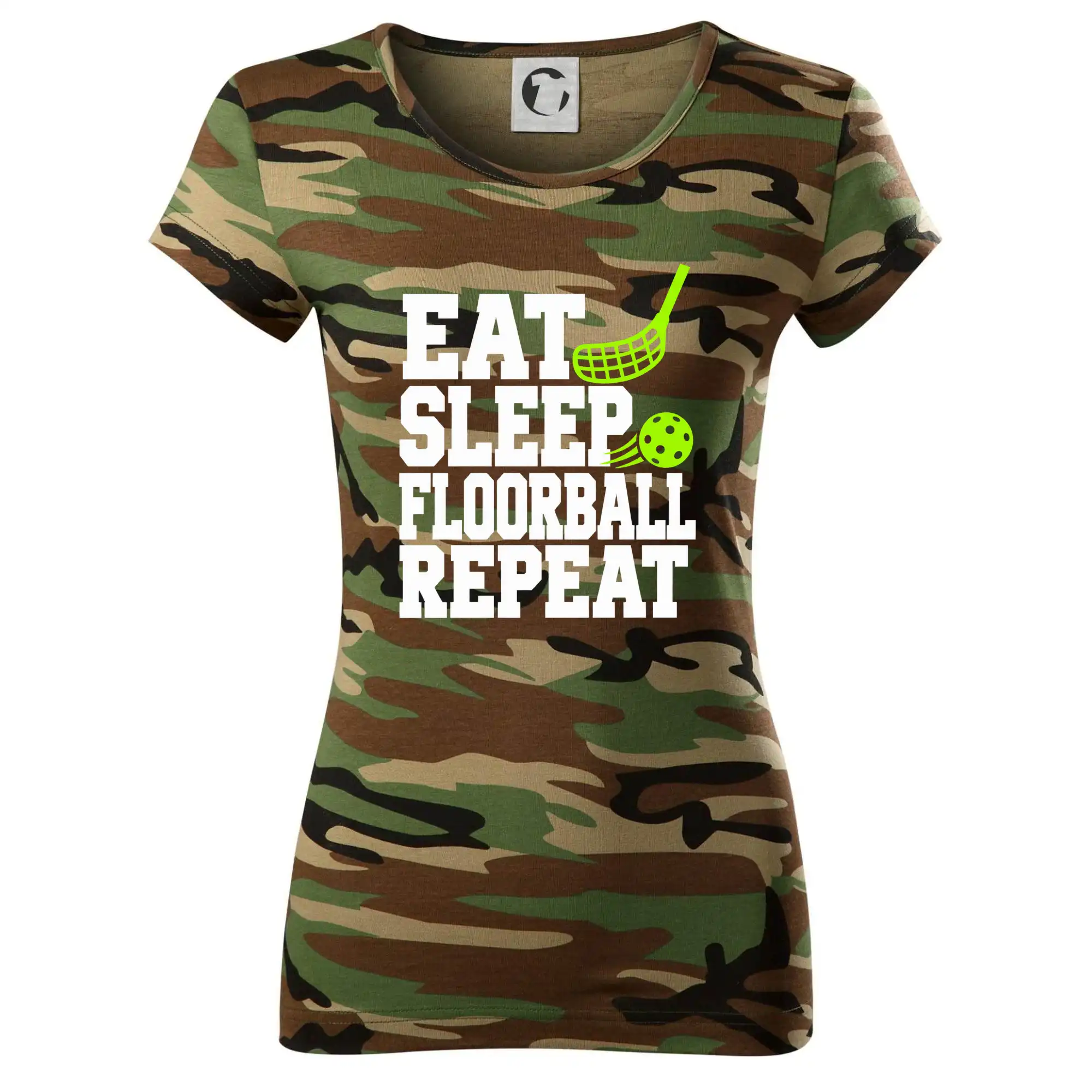 Eat Sleep Floorball Repeat - zelená hokejka