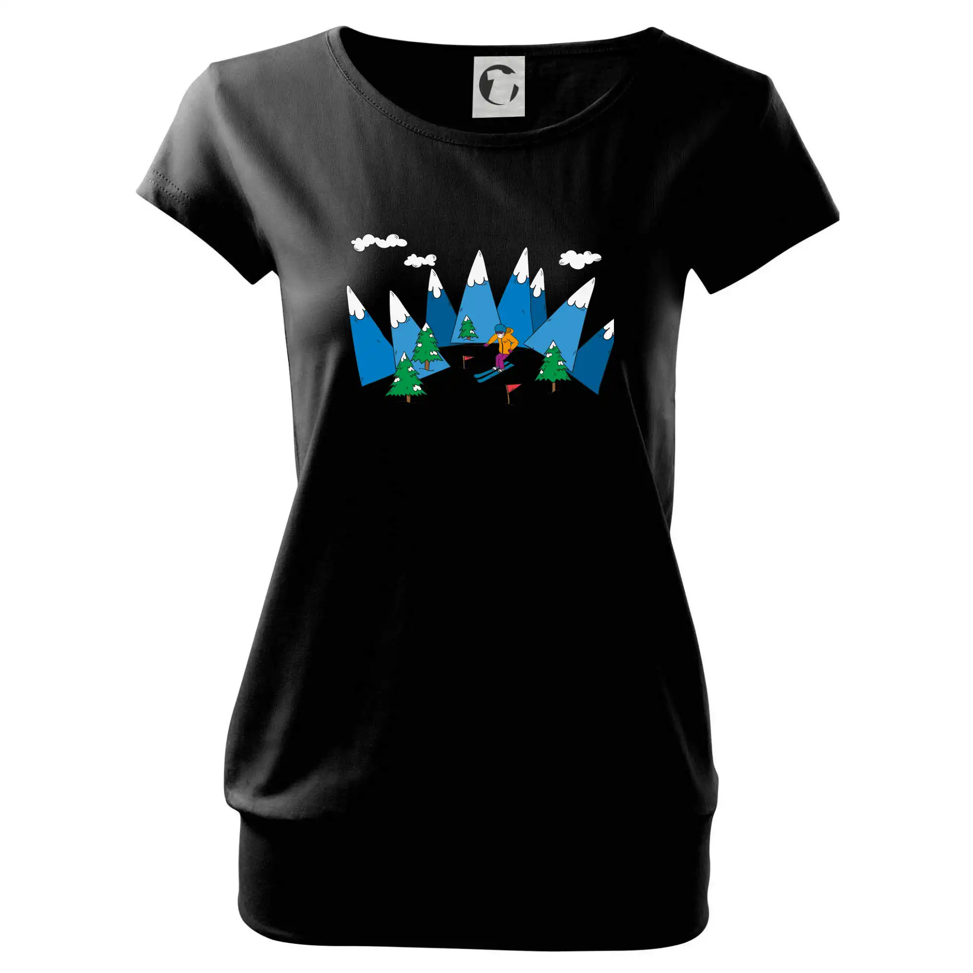 Lyžař a barevné hory