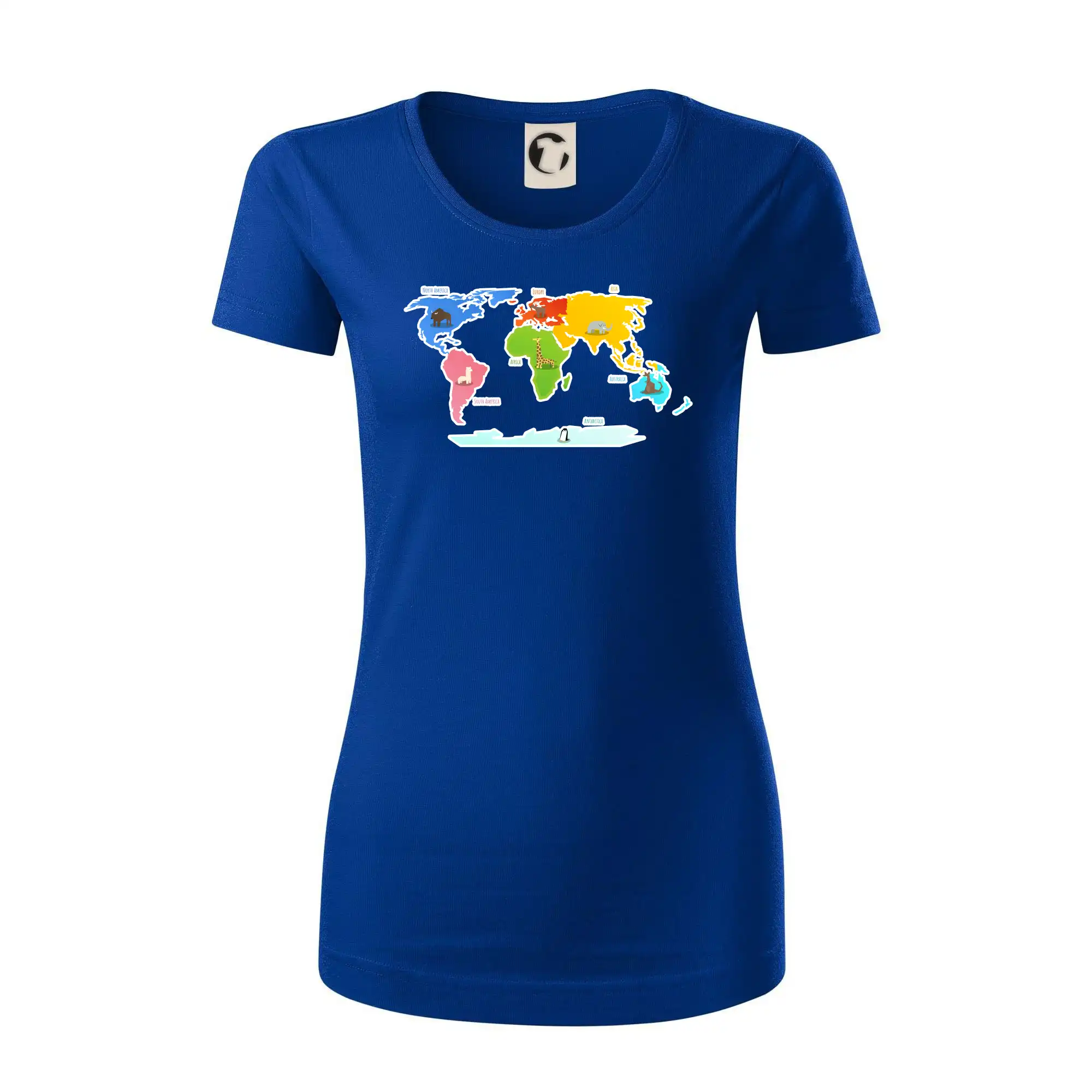 Světové kontinenty s názvy a zvířátky