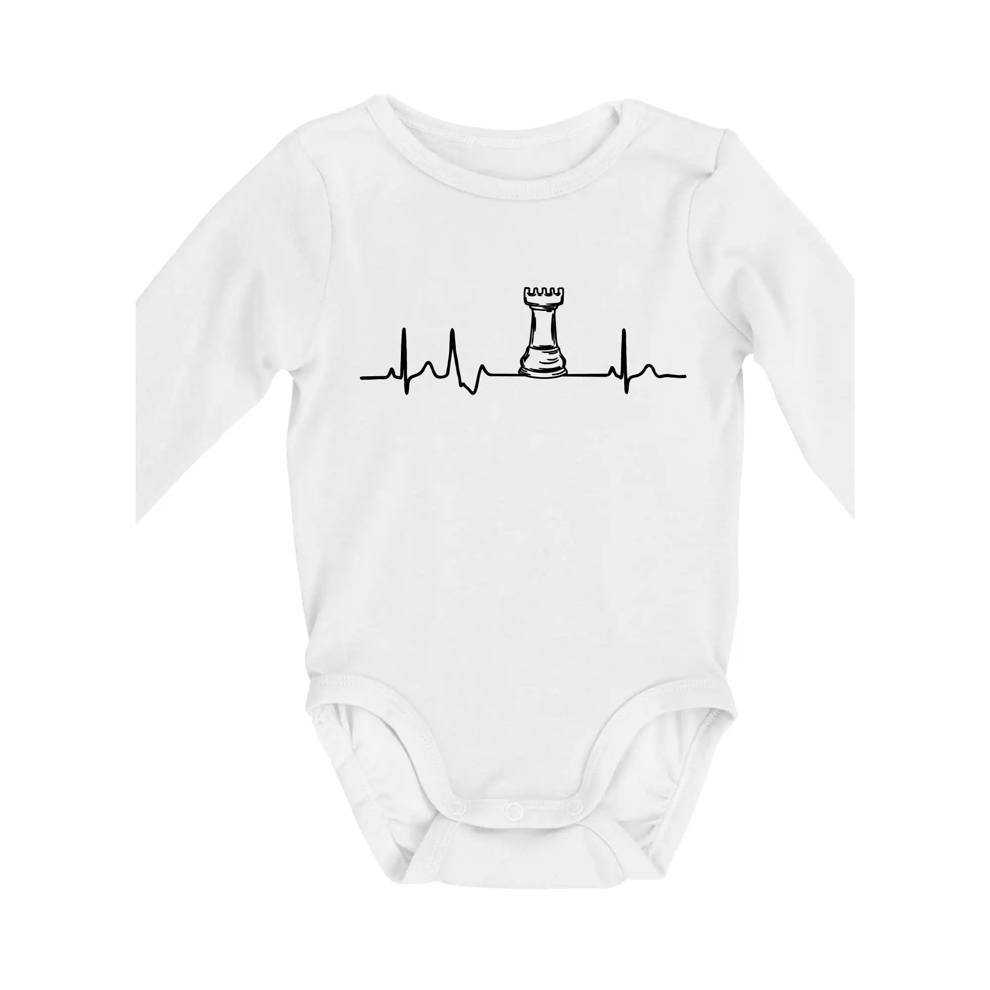 Tričká a mikiny so spoločenskými hrami  - EKG Šachové figúrky - Veža - Body dojčenské s dlhým rukávom
