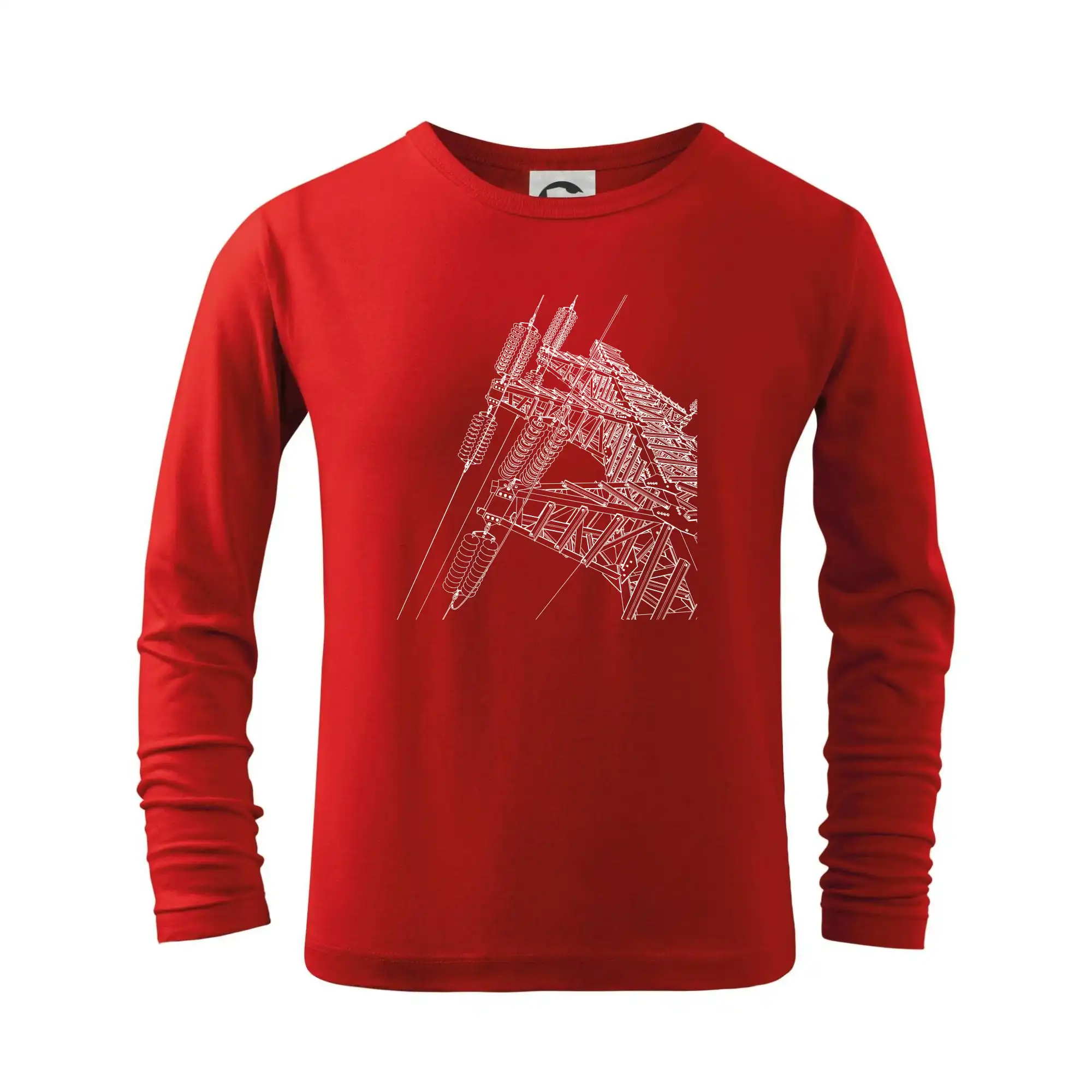 Vtipné tričká do práce - Nákres stožiara vysokého napätia - Tričko detské Long Sleeve