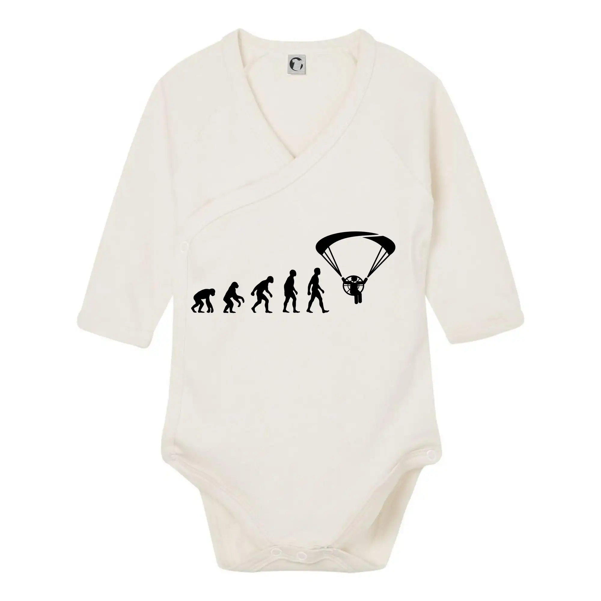 Tričká s motívom paraglidingu - Evoluce paramotor - Body zavinovacie s dlhým rukávom