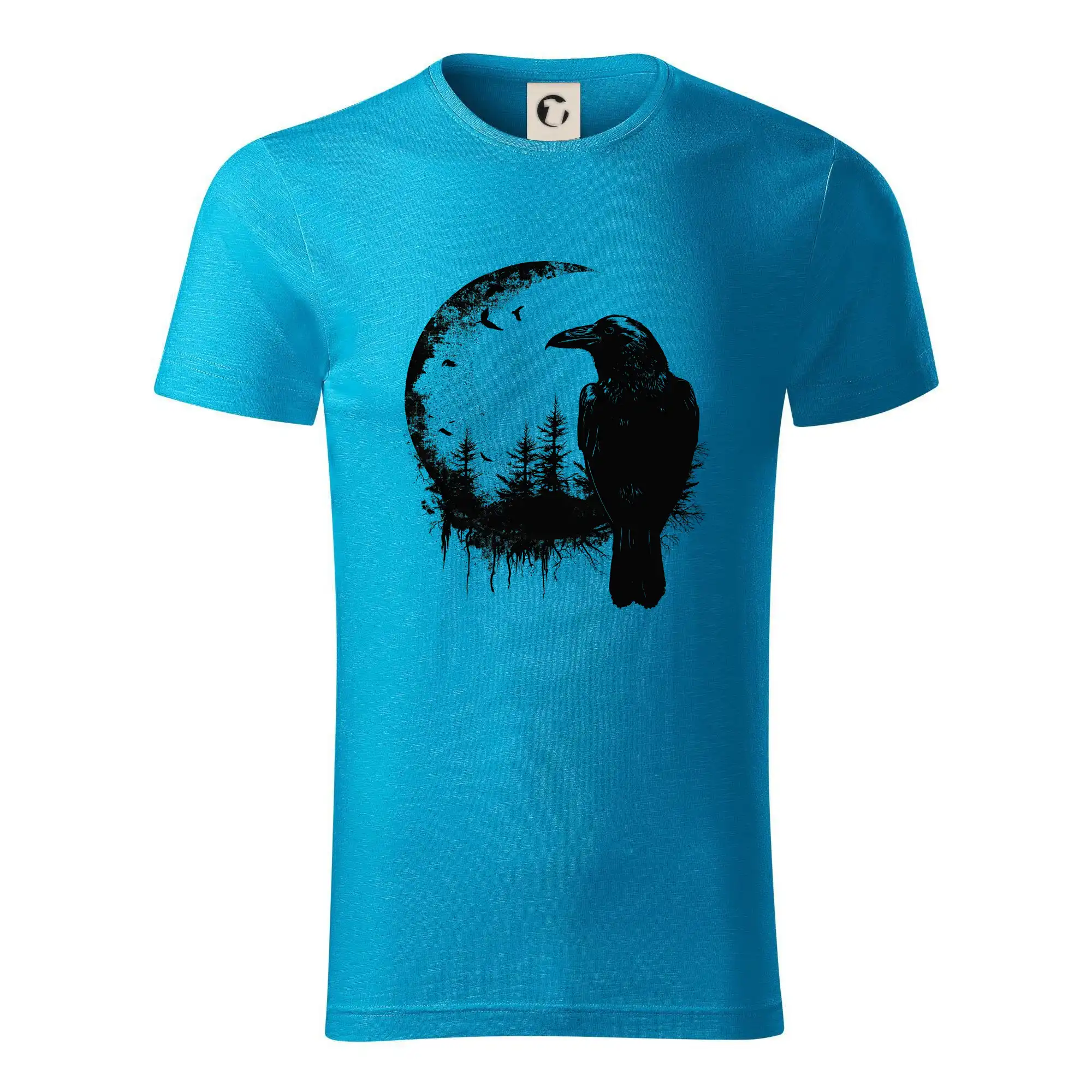 Tričko s motívmi vtákov - Vrana a mesiac - Tričko z organickej bavlny