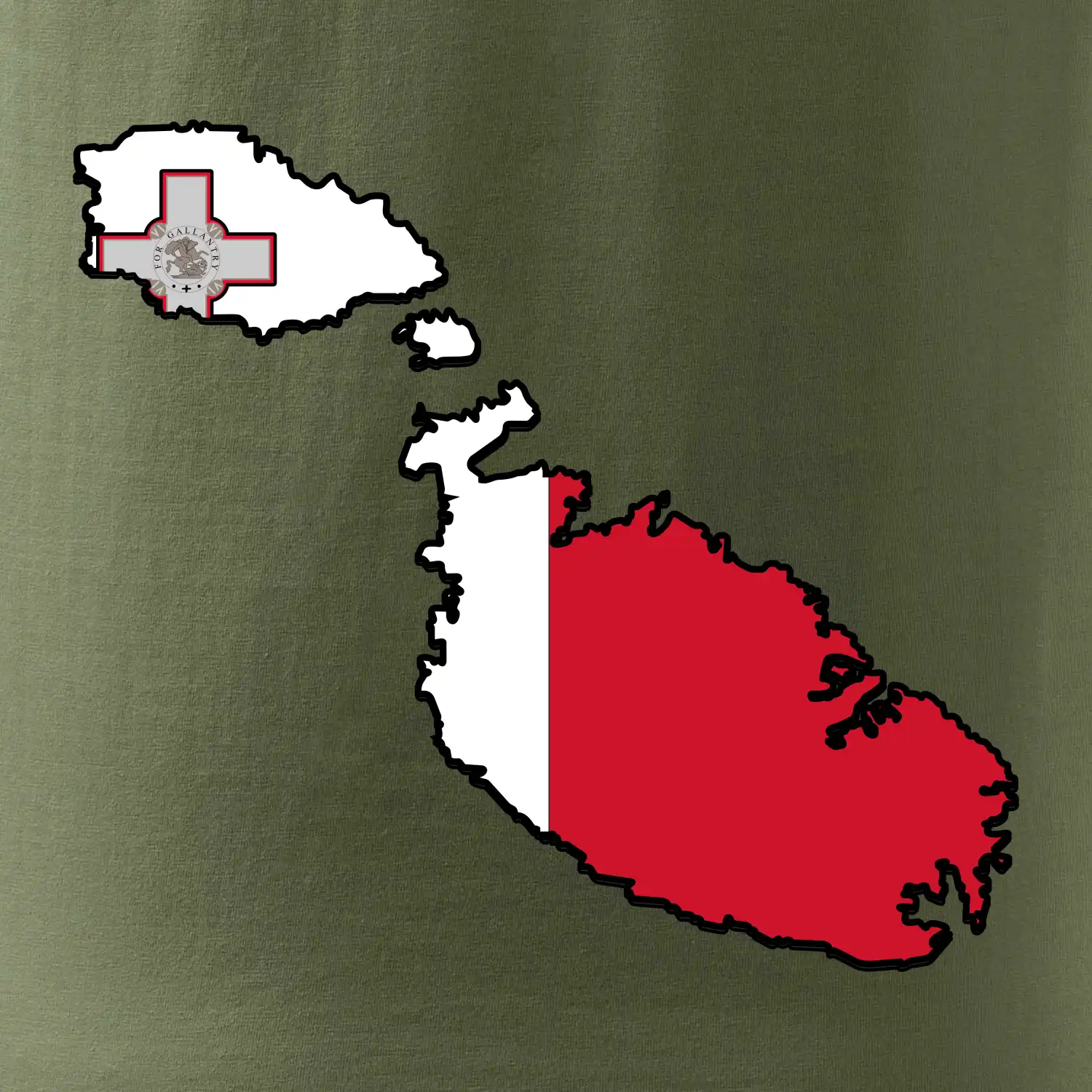 Mapa Malta s vlajkou