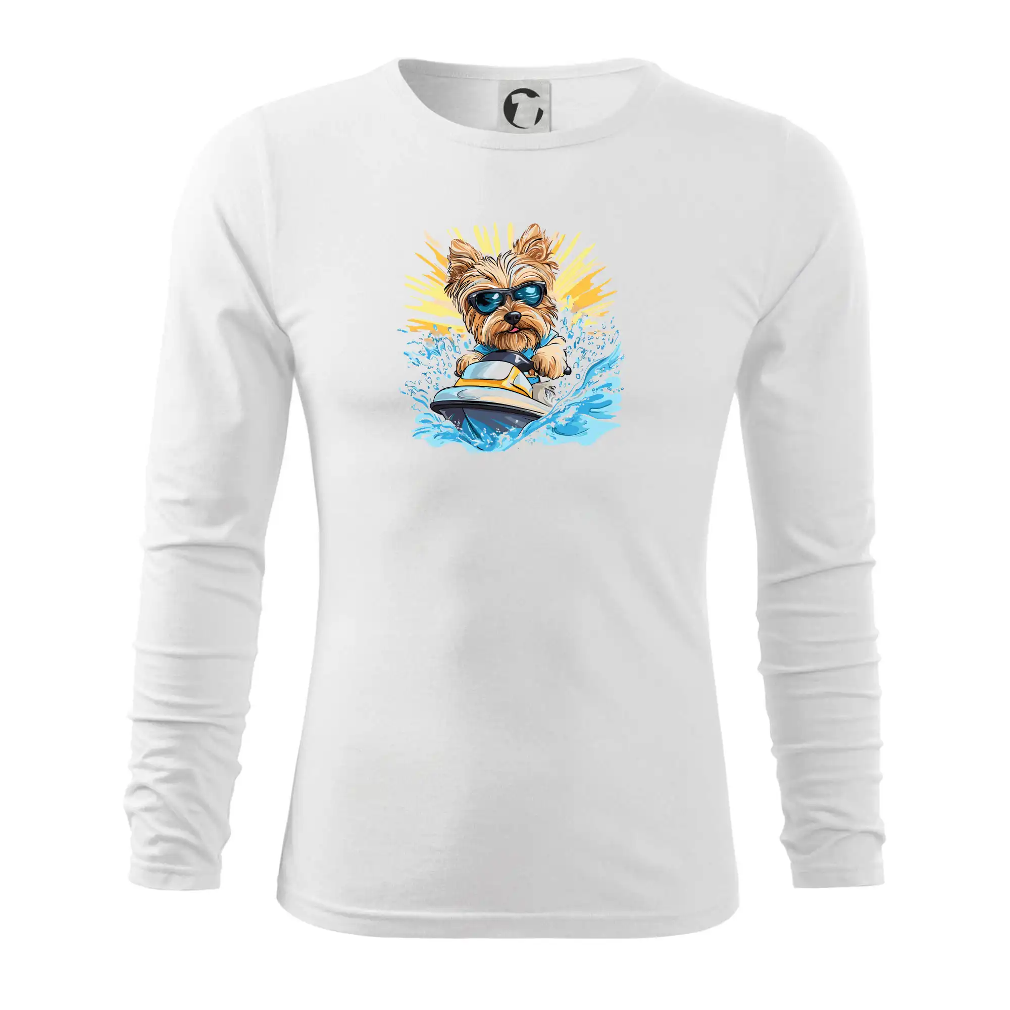 Yorkšírský teriér na vodním skútru