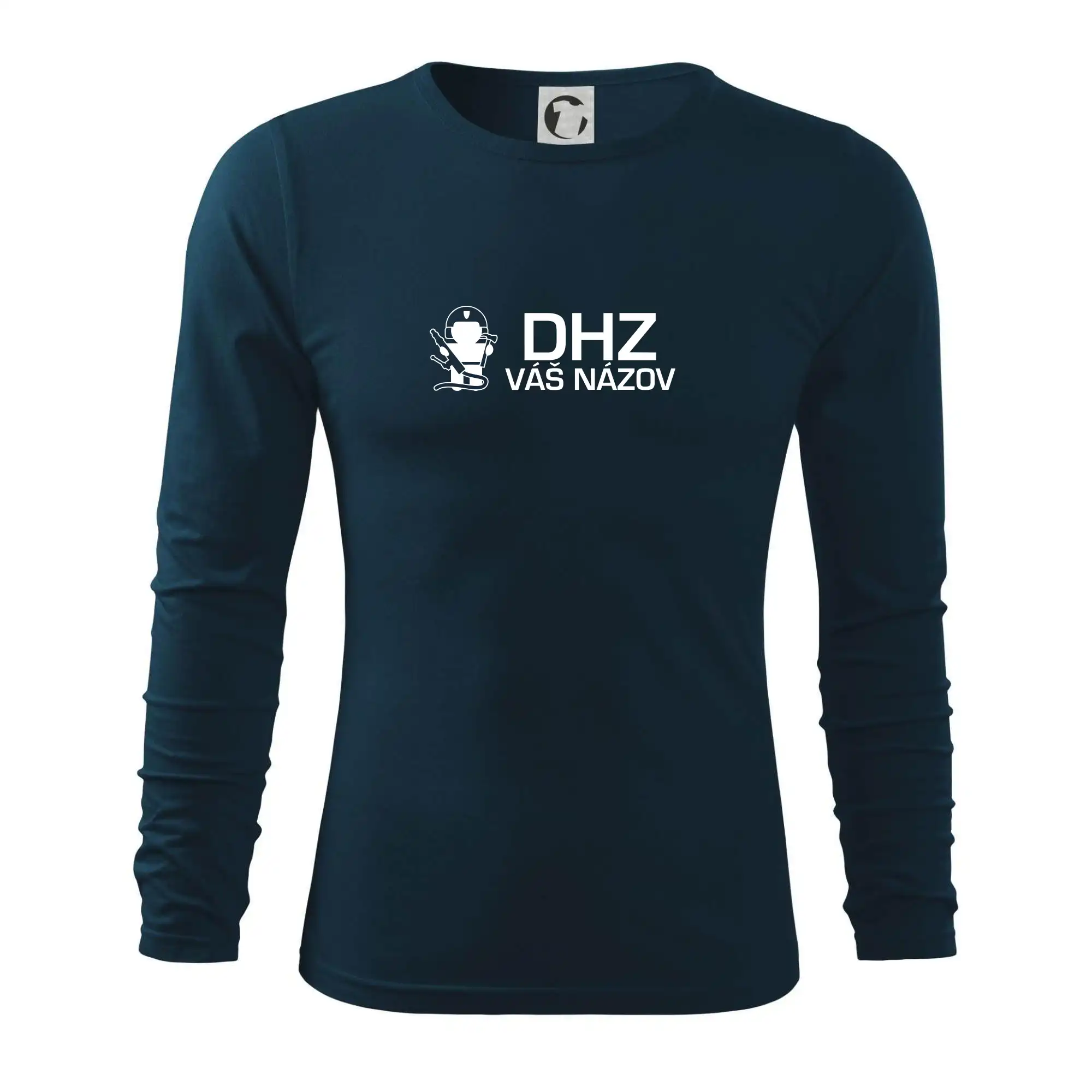 Originálne tričká pre hasičov - DHZ postavička - vlastný nápis - Tričko s dlhým rukávom FIT-T long sleeve
