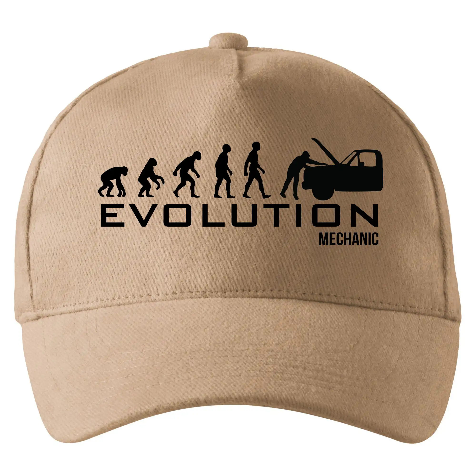 Tričká s potlačou evolúcia - Evolúcia mechanik - Šiltovka so zahnutým šiltom a mosaznou sponou