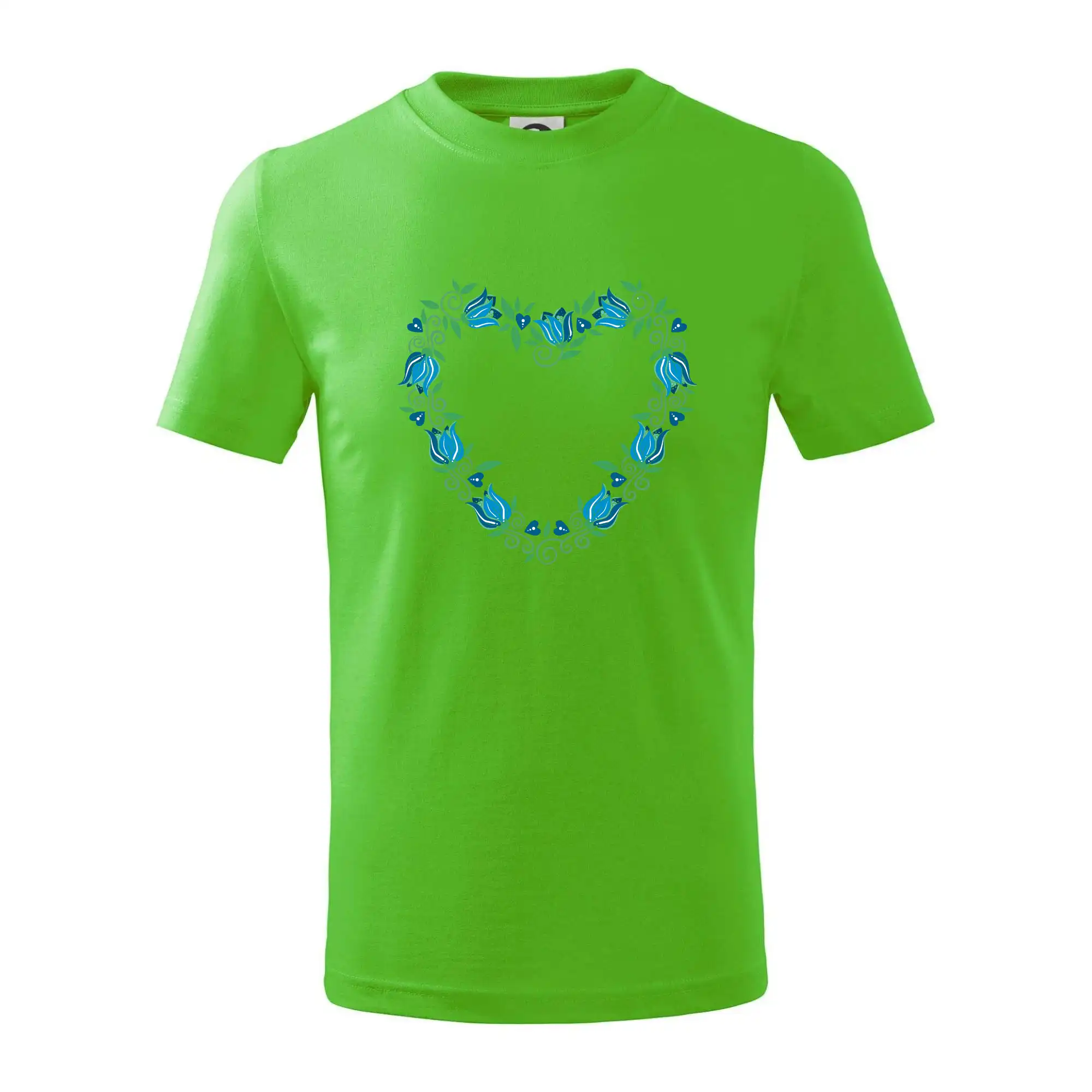 Tričká s kvetinami - Modré tulipánové srdiečko (Pecka design) - Tričko detské bavlnené