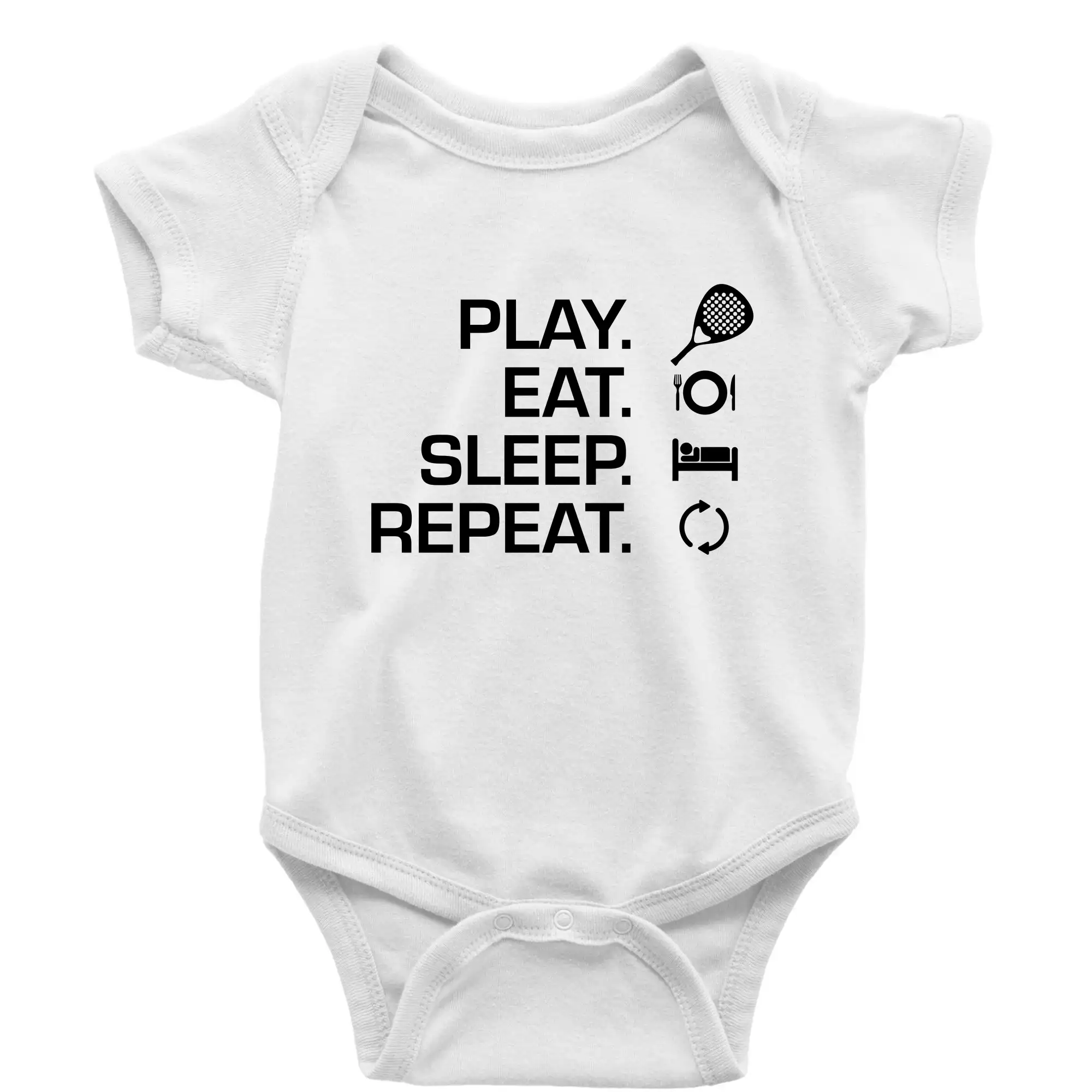 Tričká s motívmi Padel tenis - Play eat sleep repeat padel - Body dojčenské s krátkym rukávom