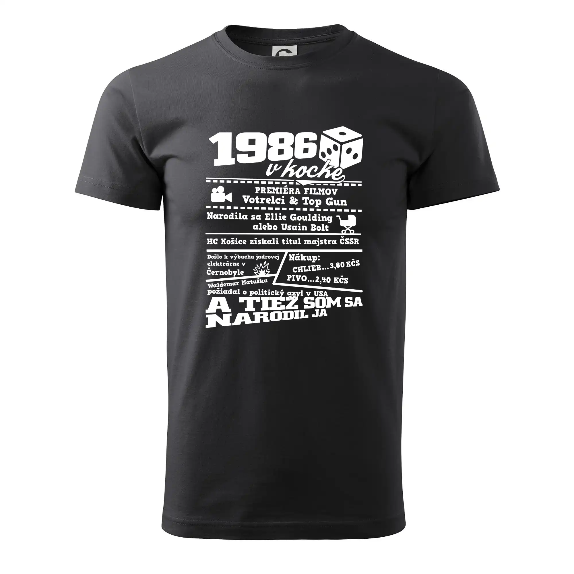 Trička s ročníkom 1986 - 1986 v kocke - Pánske tričko nižšej gramáže
