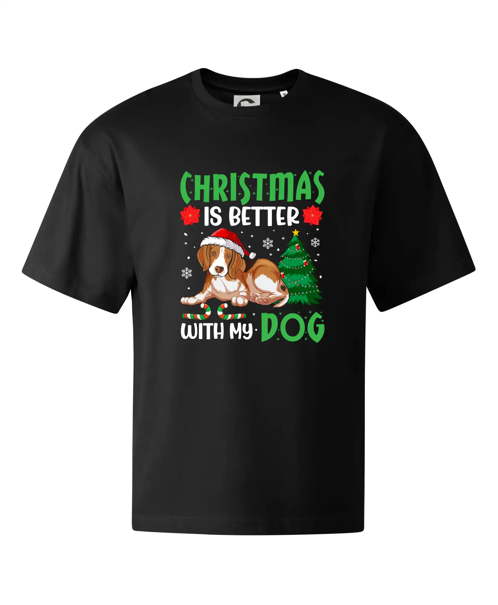 Vianočné tričká - Christmas is better with my dog - Stage unisex - OVERSIZE