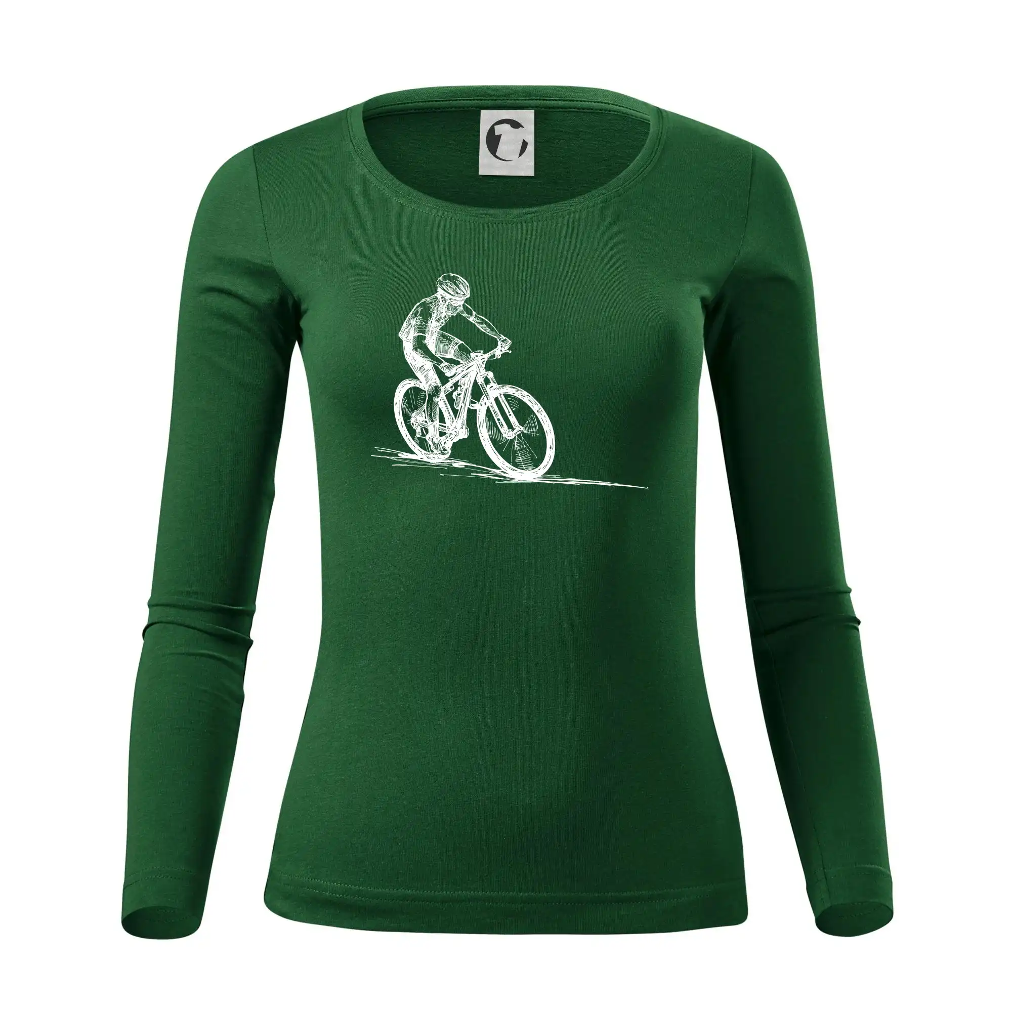 Tričko ako darček pre cyklistu - MTB kreslený cyklista - Dámske tričko FIT-T LS - zužené