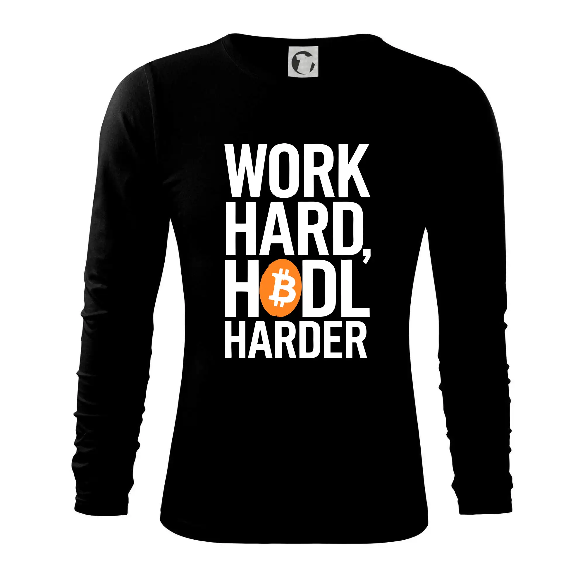 Velký nápis Work Hard, HODL Harder - Tričko s dlhým rukávom FIT-T long sleeve