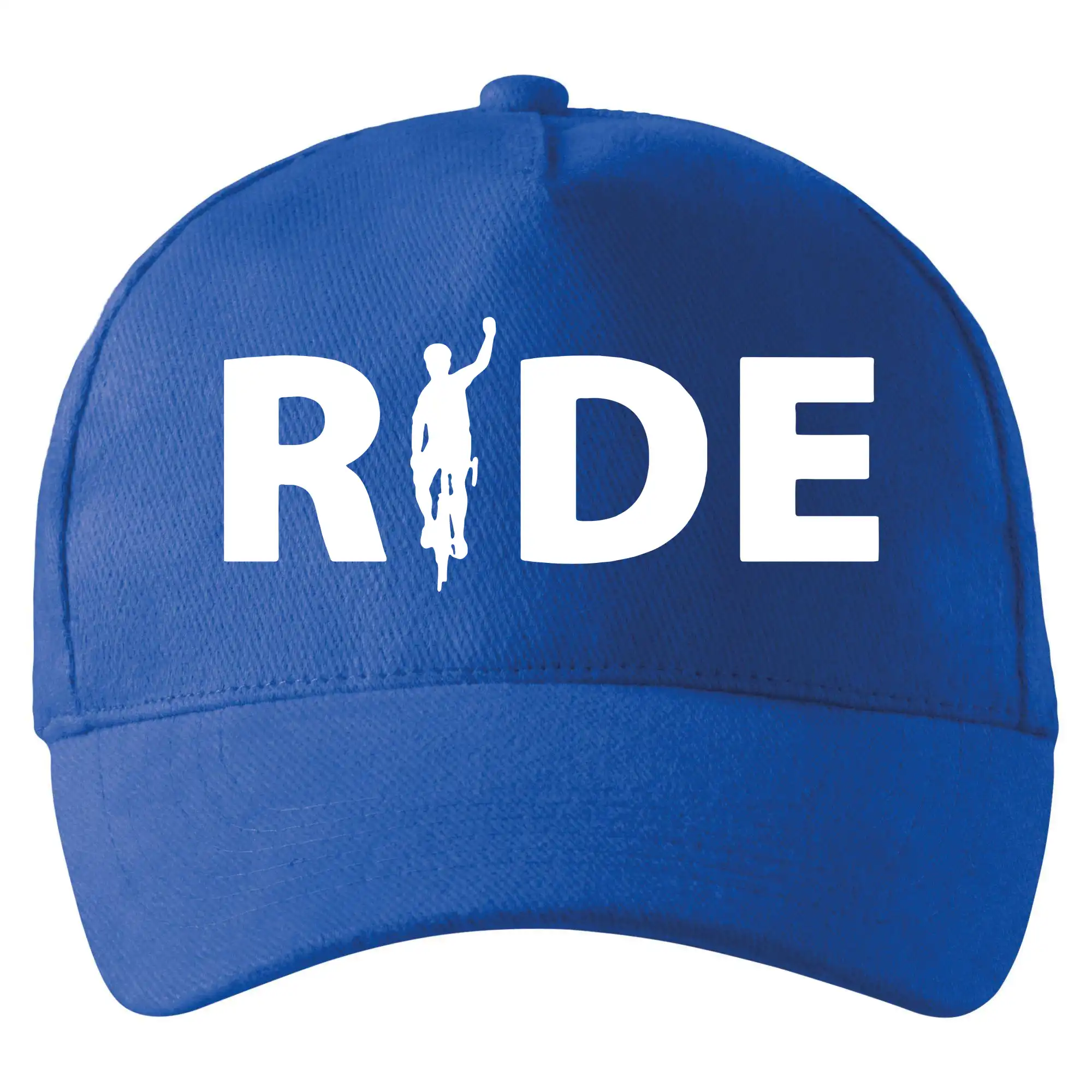 Tričko ako darček pre cyklistu - Ride - nápis s cyklistom - Šiltovka so zahnutým šiltom a mosaznou sponou