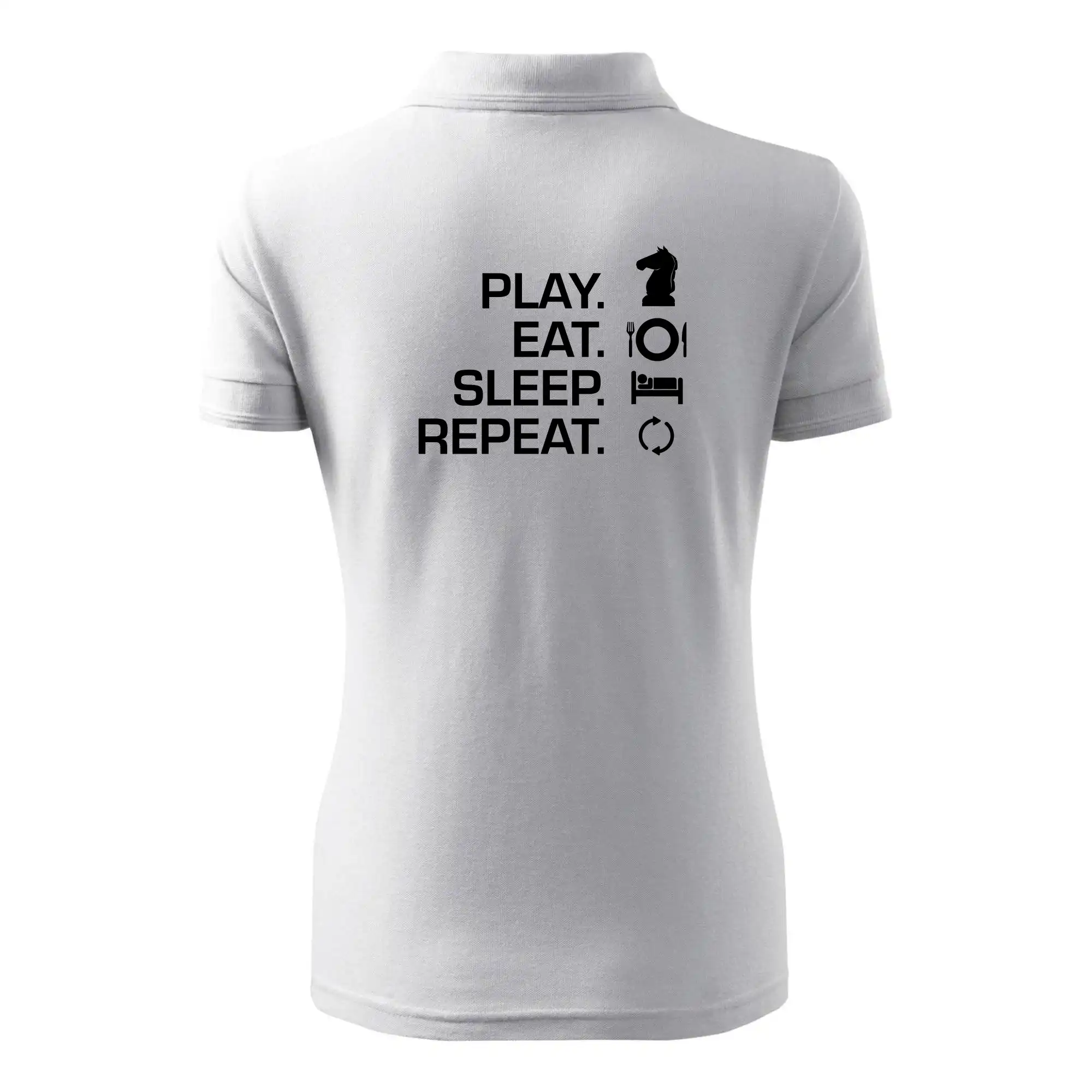 Tričká a mikiny so spoločenskými hrami  - Eat sleep play - šach - Polokošeľa dámska Pique Polo