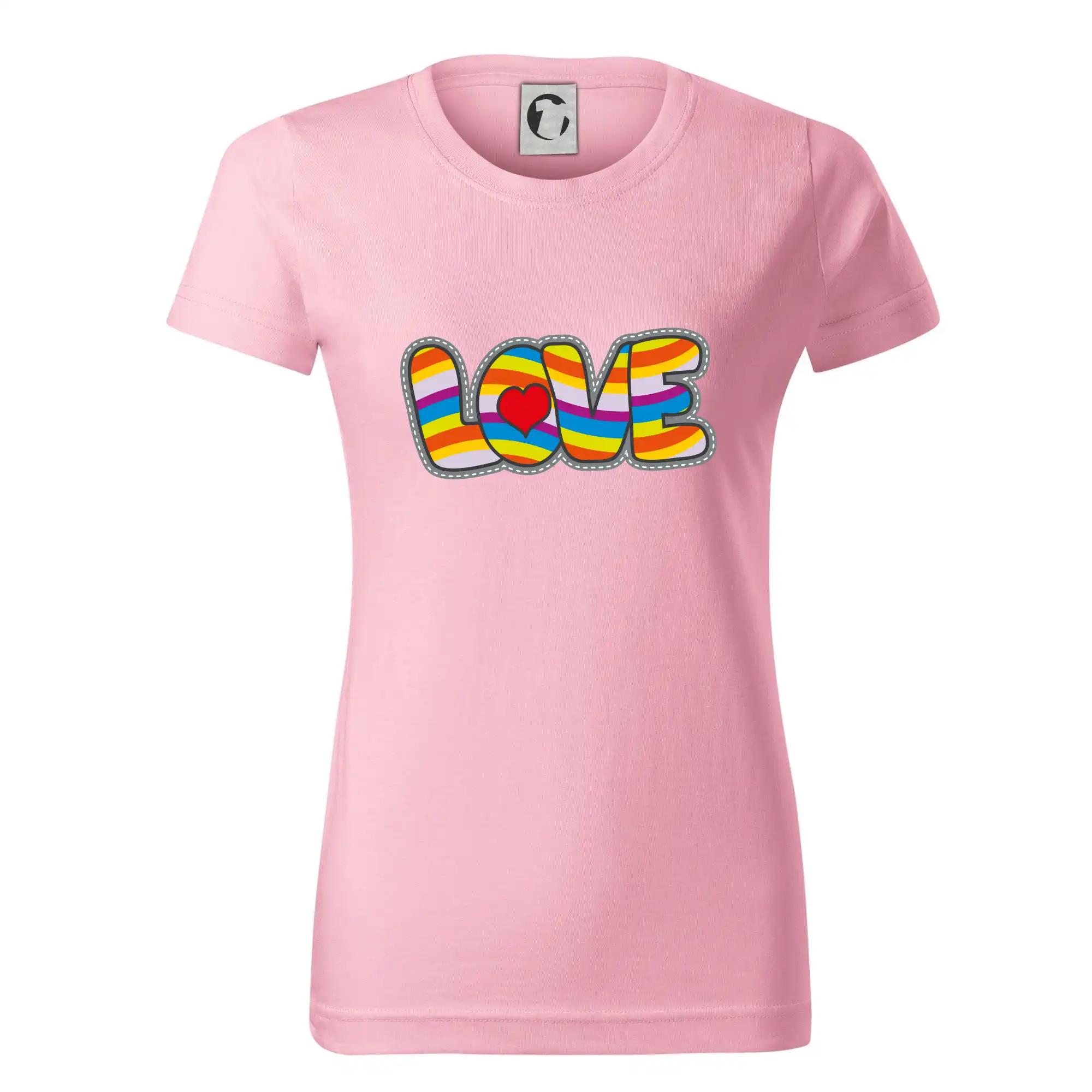 Tričká pre pohodový ľudí - Love nápis dúhový - Dámske tričko basic - ľahko voľnejšie a dlhšie