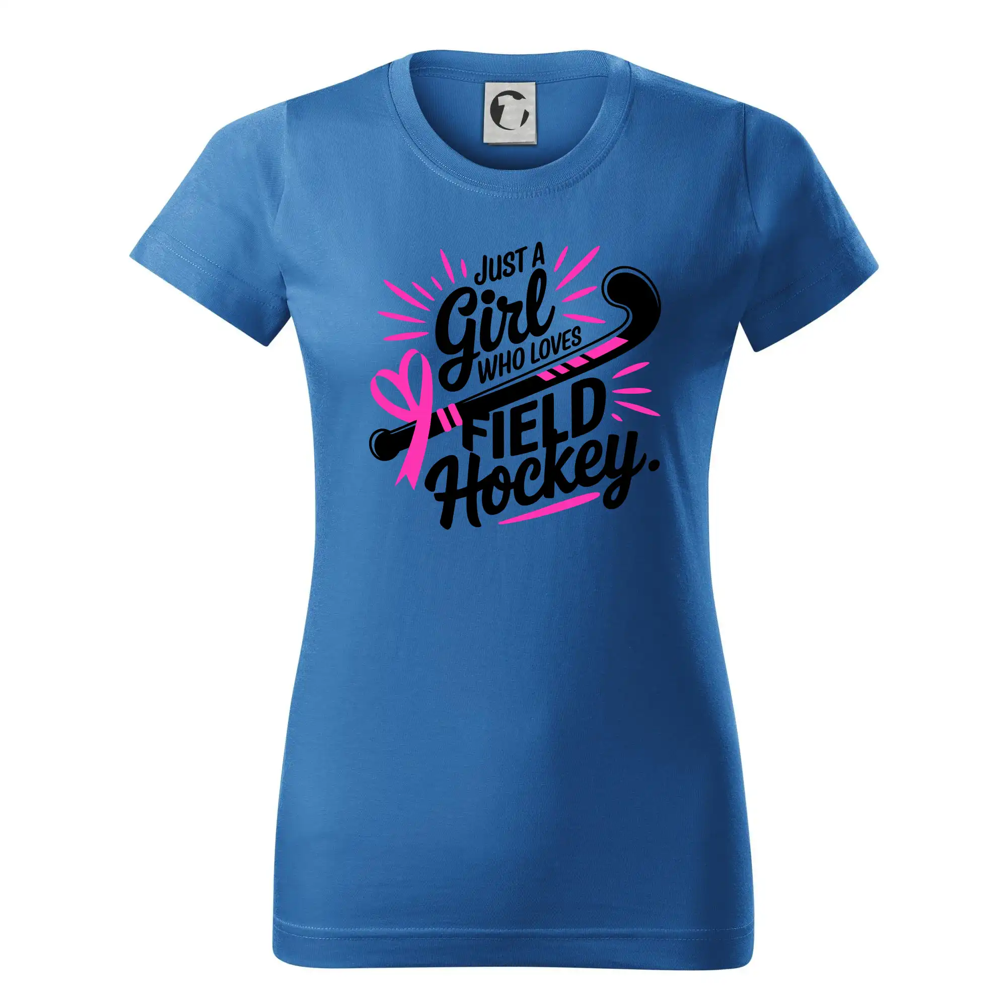 Ostatné športy - Just a girl who loves field hockey čierno ružové - Dámske tričko basic - ľahko voľnejšie a dlhšie