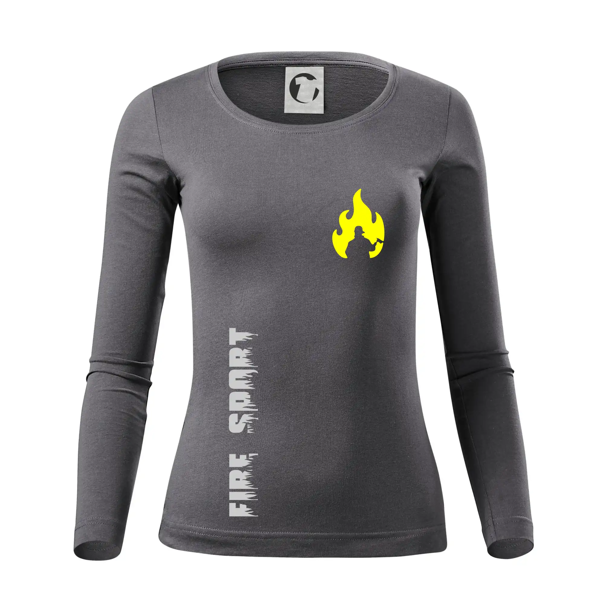 Originálne tričká pre hasičov - DHZ - Váš názov - FLUO + Reflexná potlač - Dámske tričko FIT-T LS - zužené