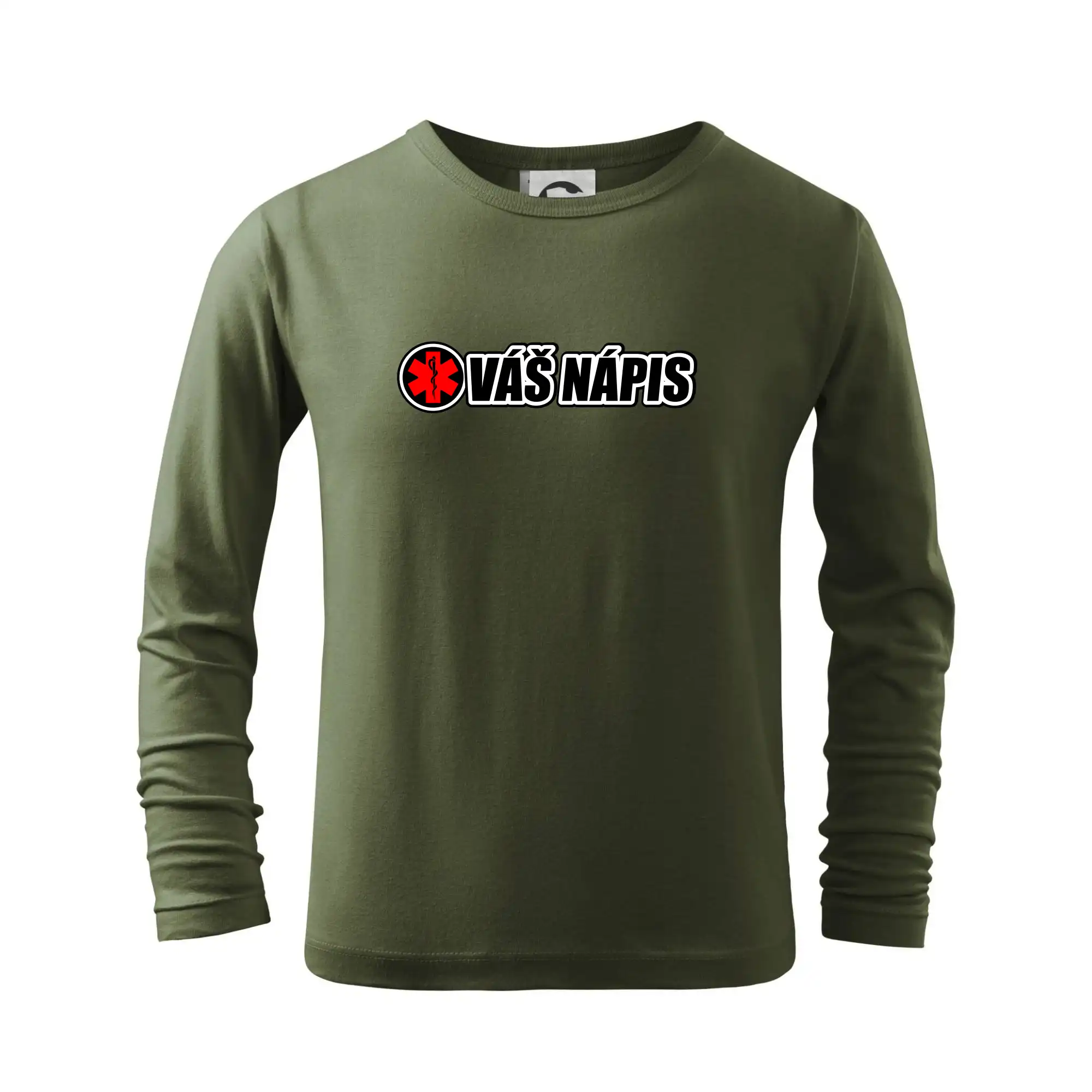 Tričká a mikiny pre záchranárov a lekárov - Kvalitné oblečenie pre zdravotníkov - Okrúhly kríž - tvoj nápis - Tričko detské Long Sleeve