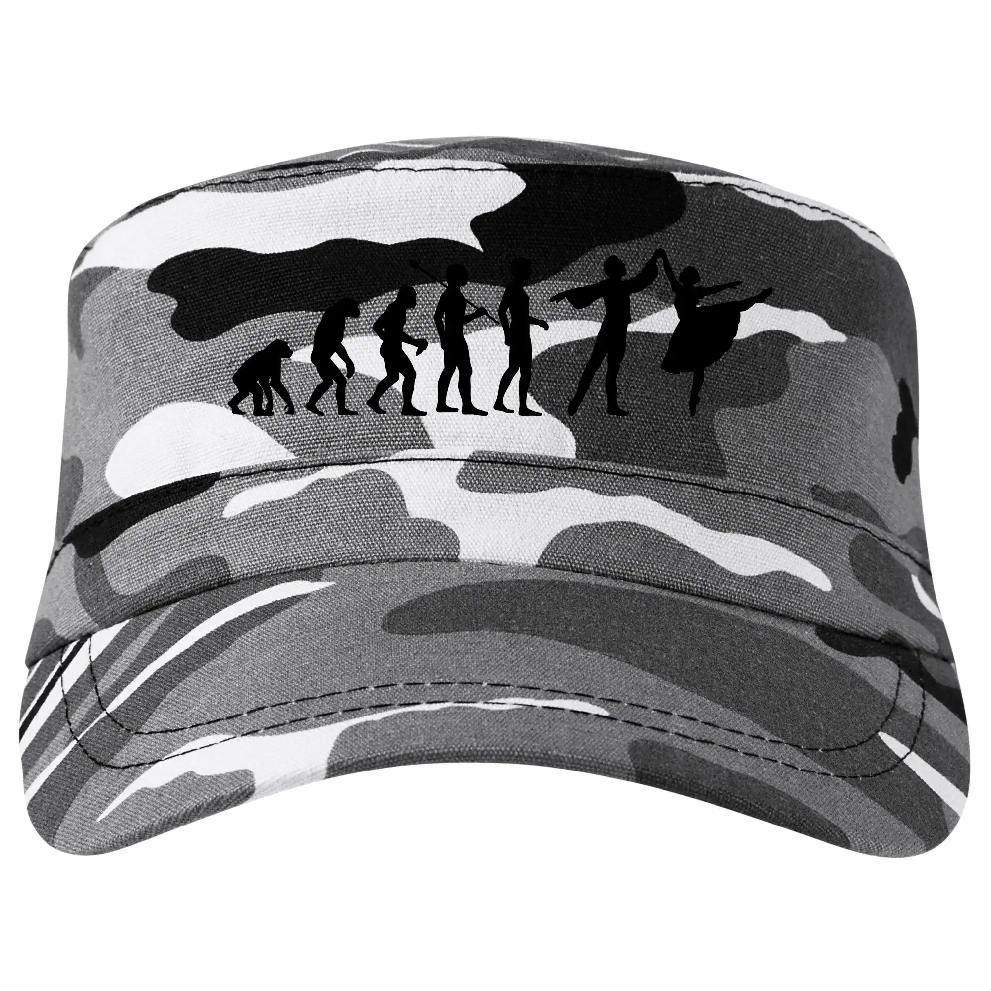 Evolúcia tanec - muž a žena so sukňou - Šiltovka CAMO