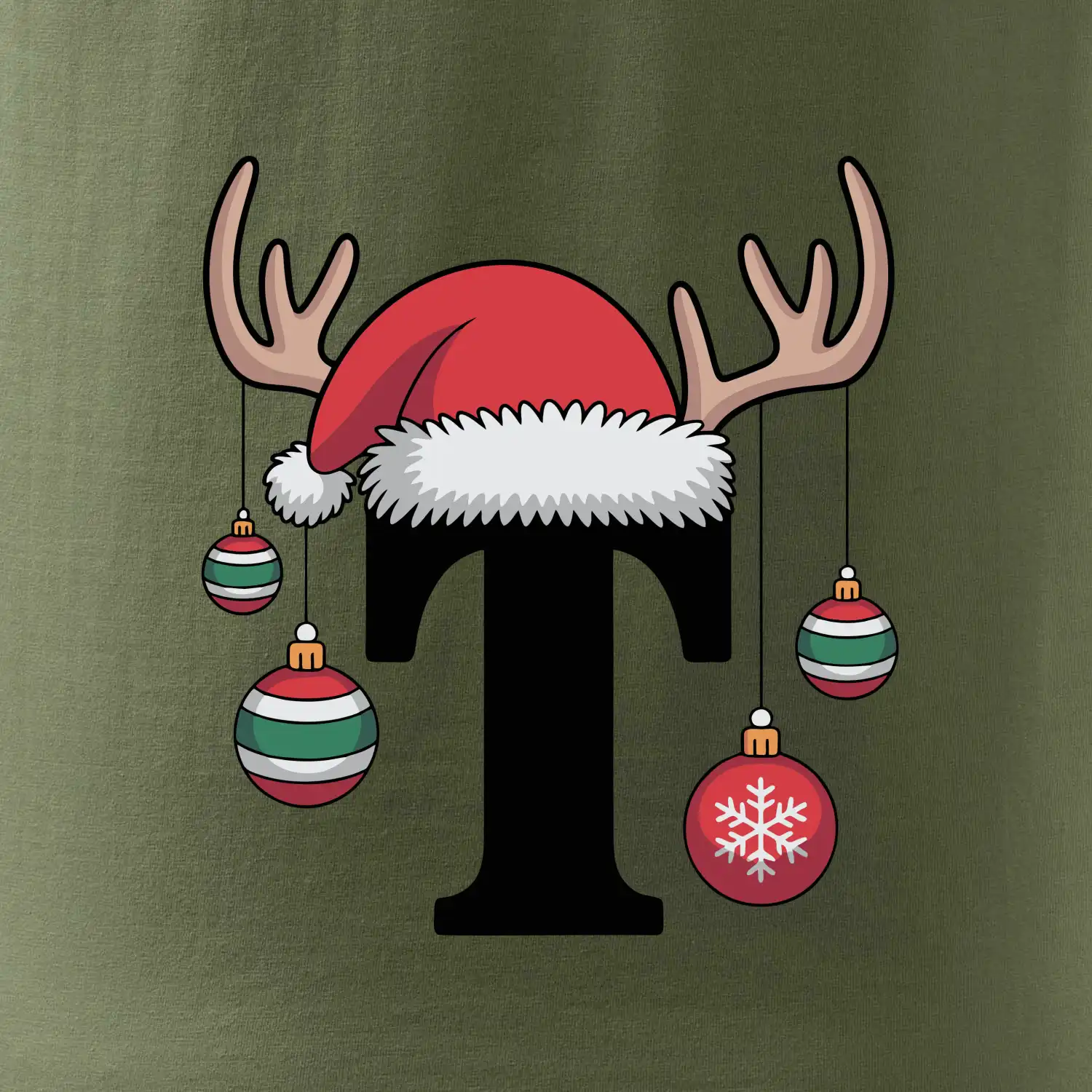 Vanoční rodinná trička - písmeno a čepice