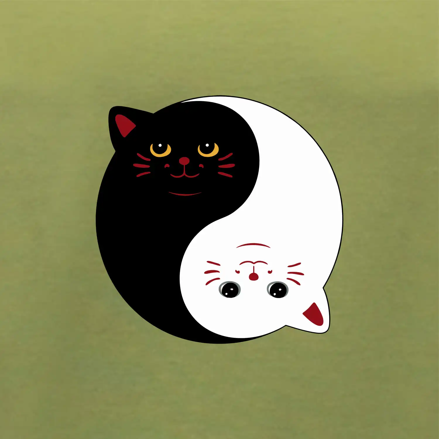 Mačky jin jang farebné