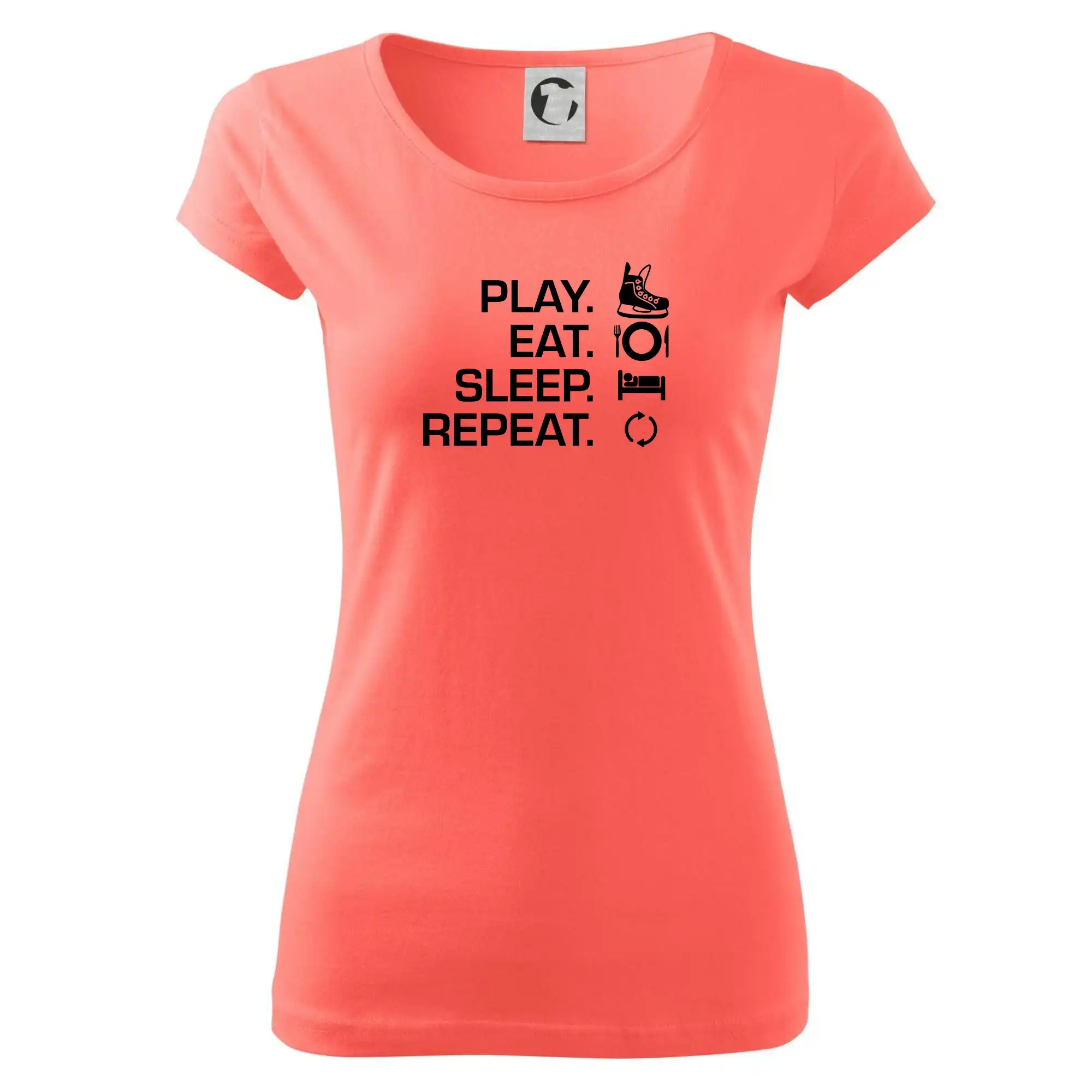 Hokejová trička - Play Eat Sleep Repeat hokej - Dámske tričko Pure