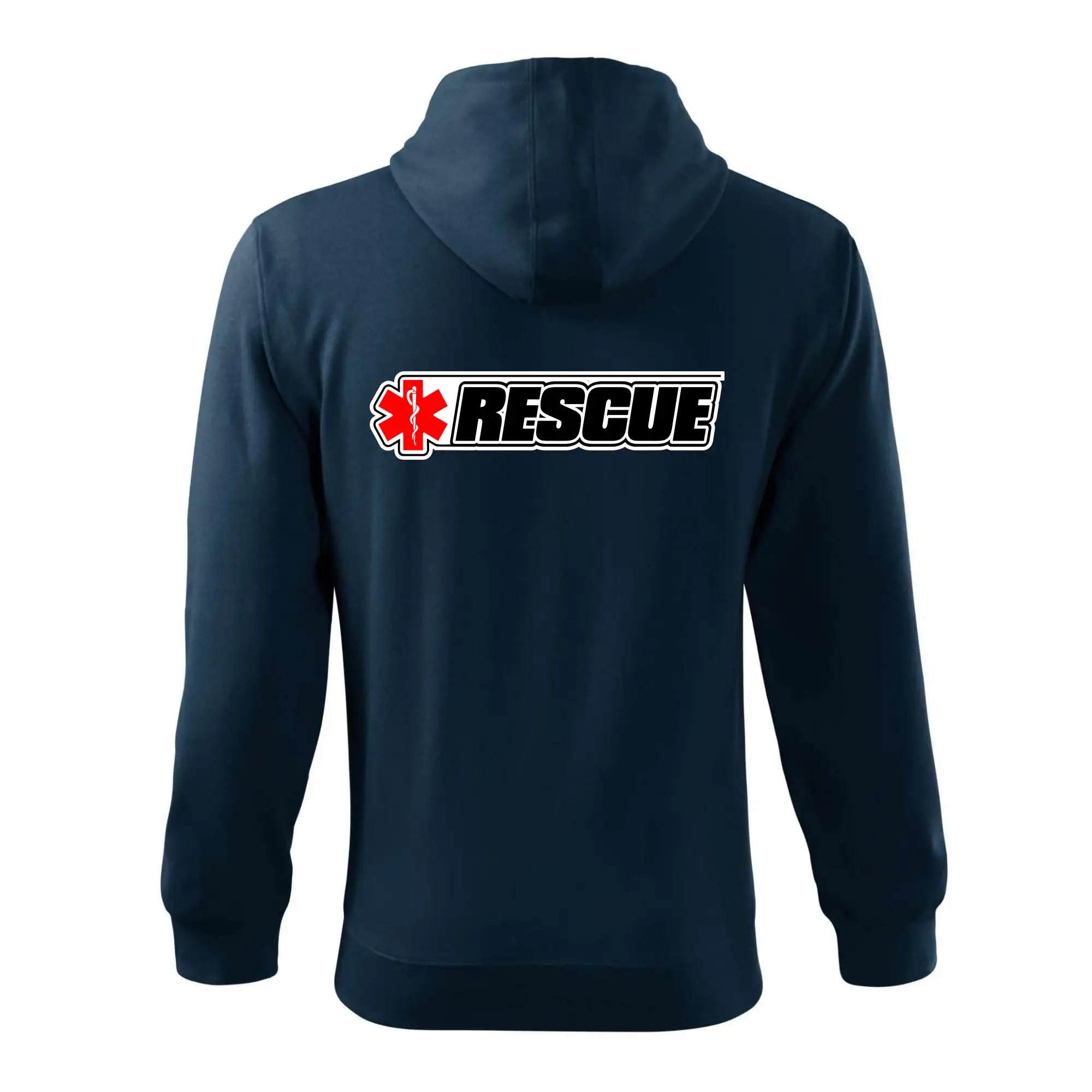 Tričká a mikiny pre záchranárov a lekárov - Kvalitné oblečenie pre zdravotníkov - Záchranár rescue kríž červený - Mikina s kapucňou na zips trendy zipper