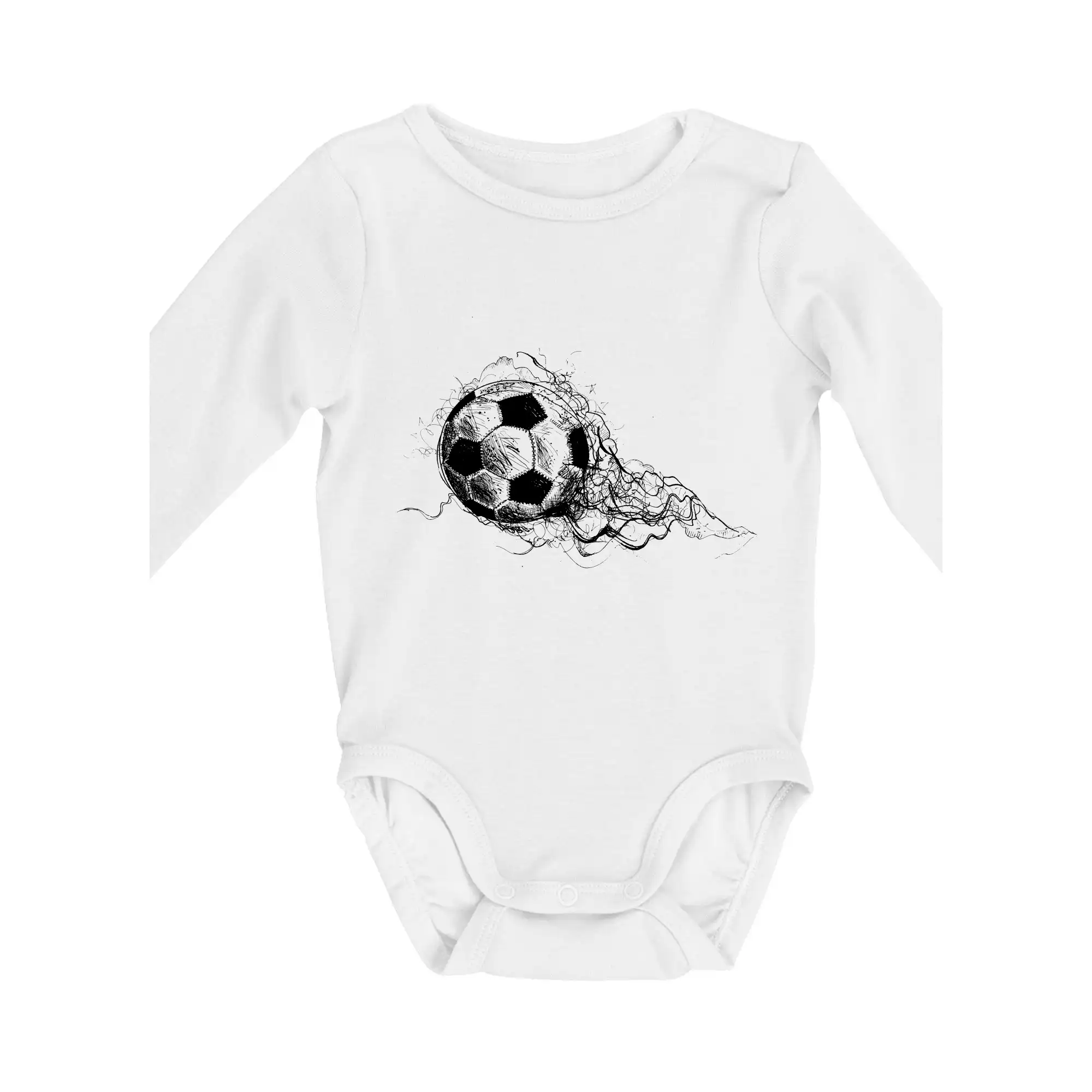 Tričká pre futbalistov - Futbalová lopta - kresba ceruzkou - Body dojčenské s dlhým rukávom