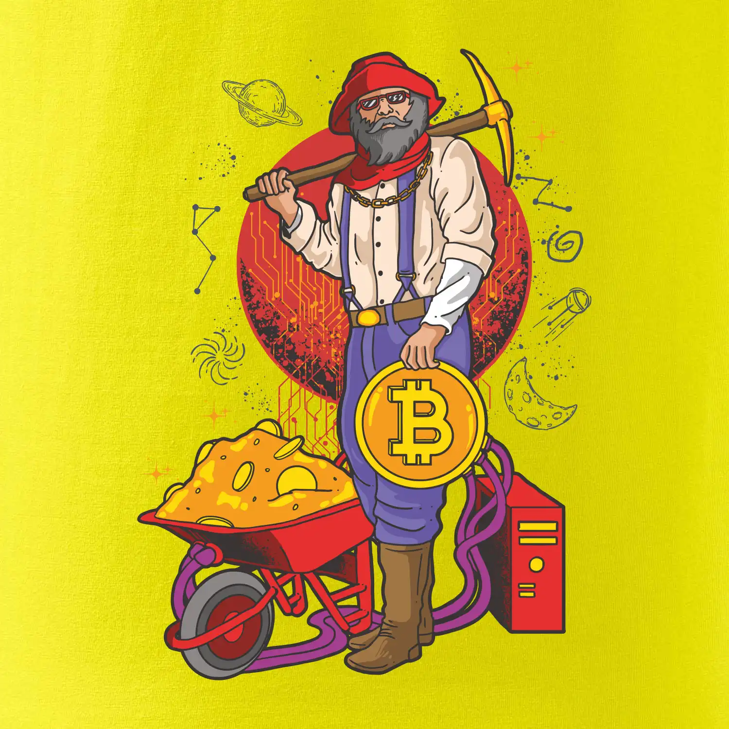 Horník těží bitcoiny