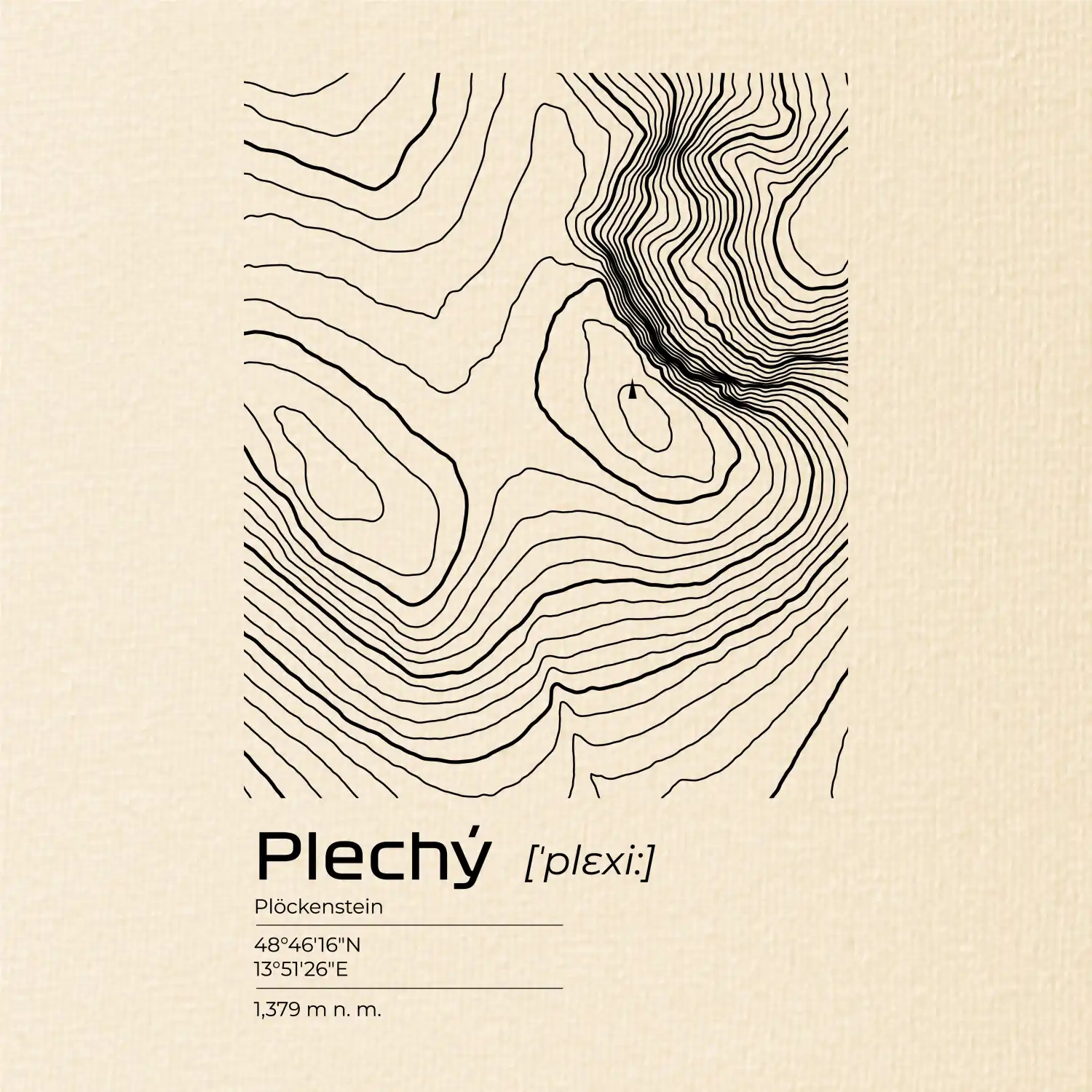 Plechý - vrstevnice v obdélníku