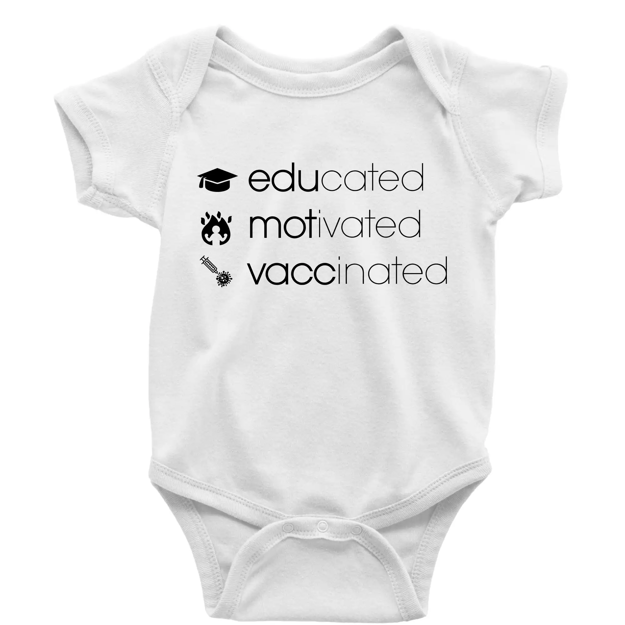 Educated motivated vaccinated - Body dojčenské s krátkym rukávom