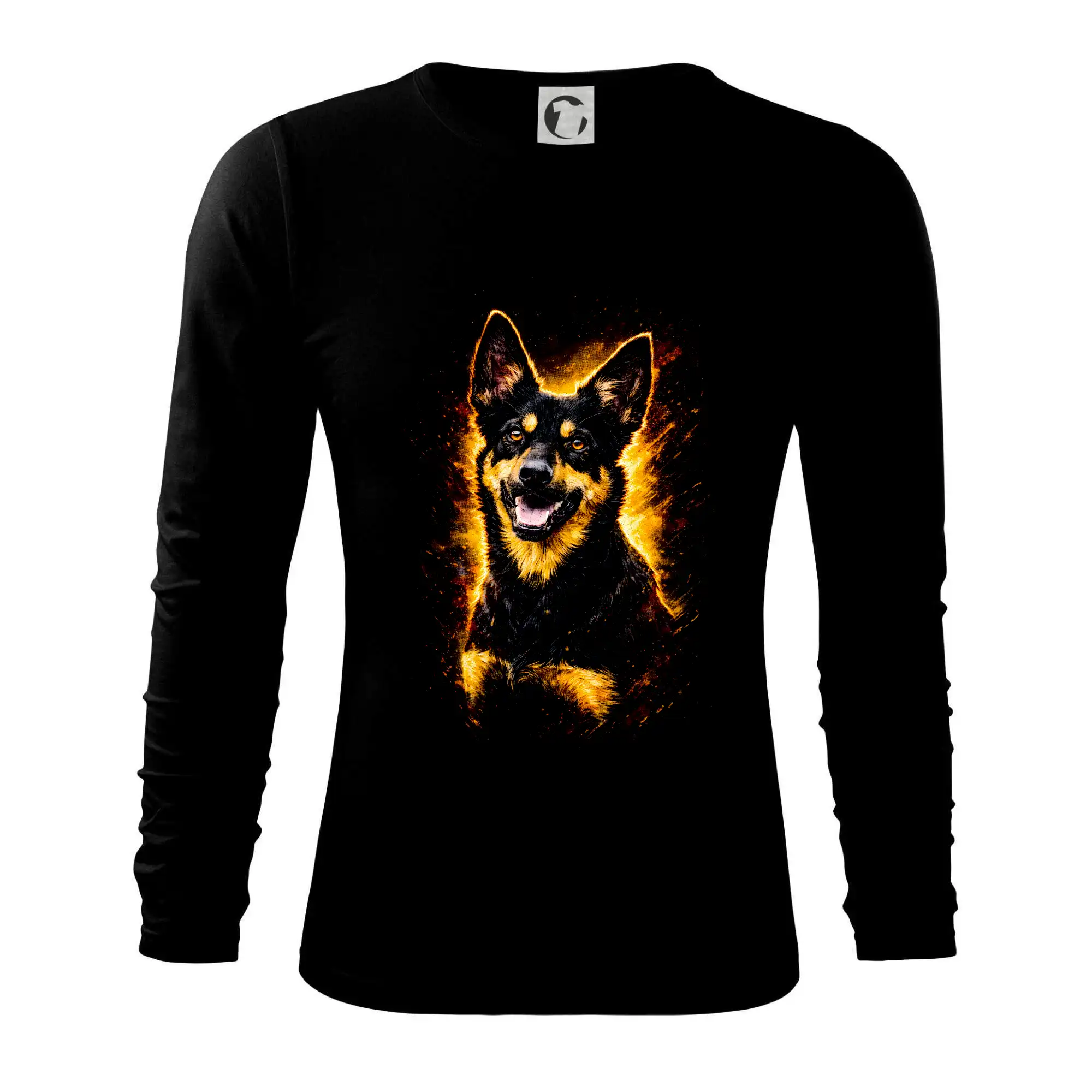 Ostatné psie plemená - Obrázok poltón austrálska kelpie hlava - Tričko s dlhým rukávom FIT-T long sleeve