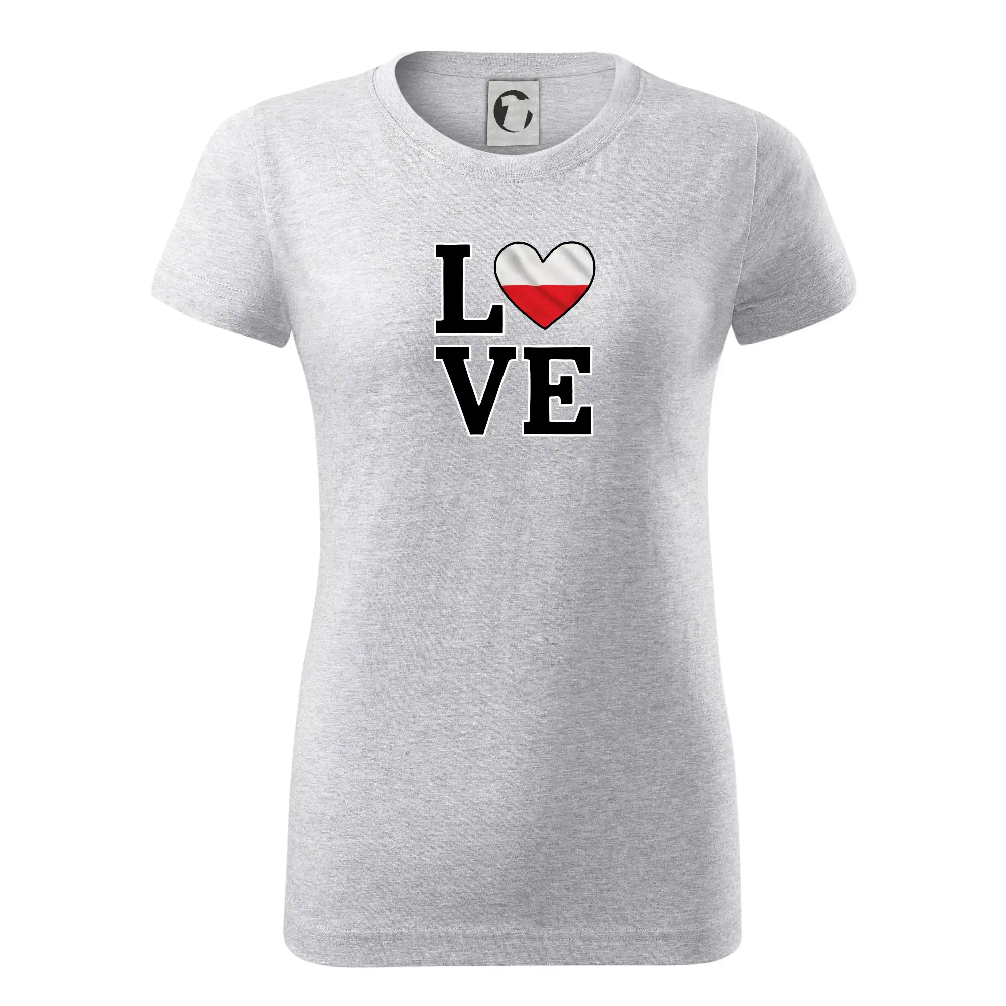 Motívy štátnych vlajok - Love Poľská vlajka - Dámske tričko basic - ľahko voľnejšie a dlhšie